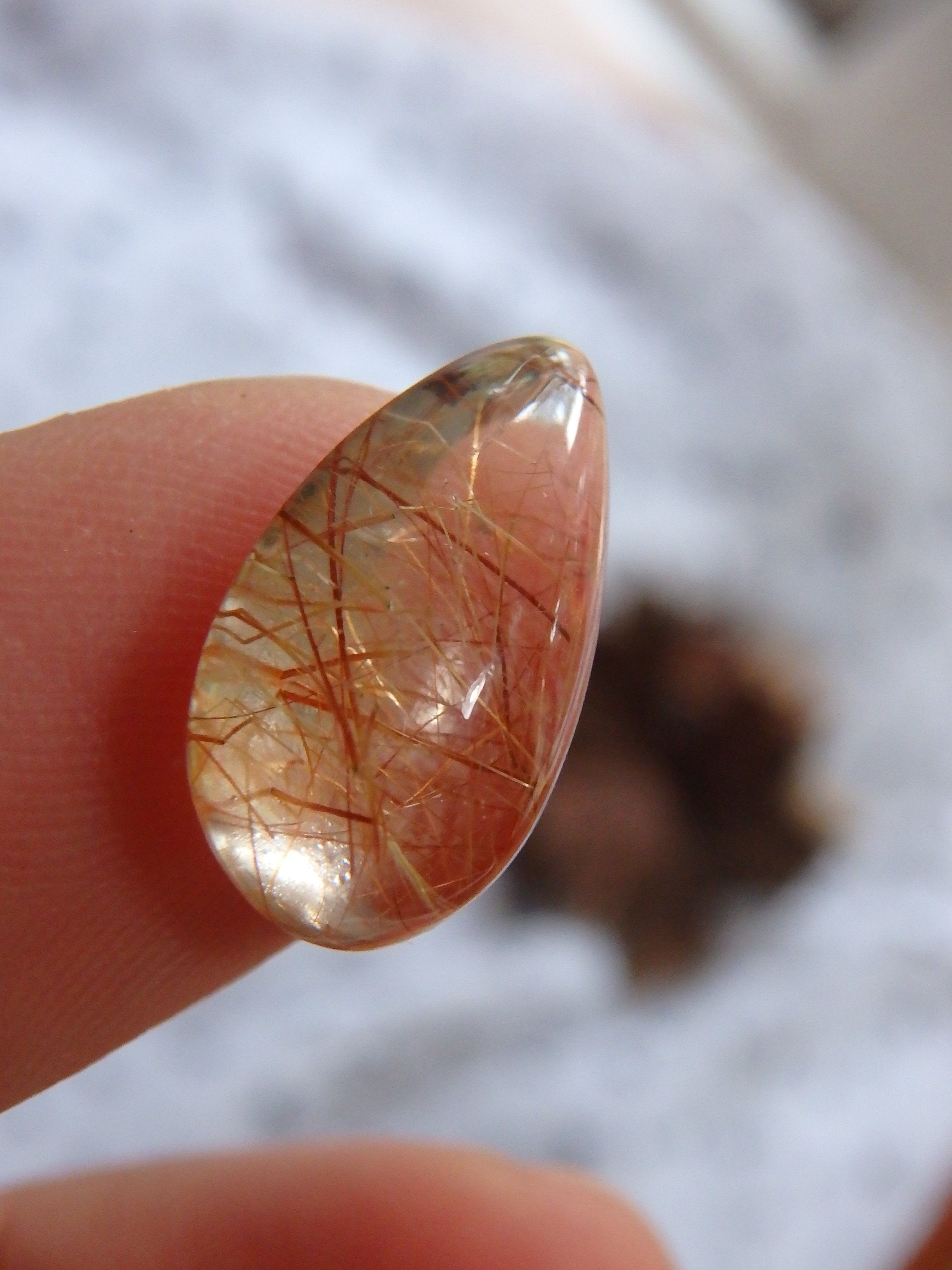 Rutilated Quartz Copper Threads Teardrop Cabochon~Ideal for Jewellery Making