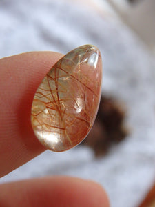 Rutilated Quartz Copper Threads Teardrop Cabochon~Ideal for Jewellery Making