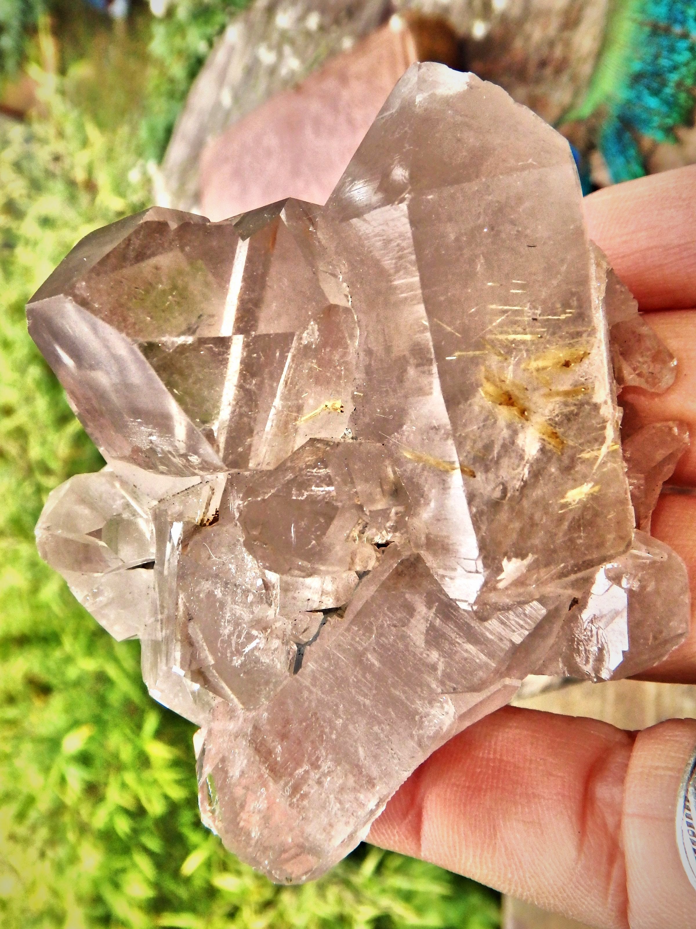 Incredible Rutilated Quartz Slightly Smoky Quartz Elestial Cluster From Brazil