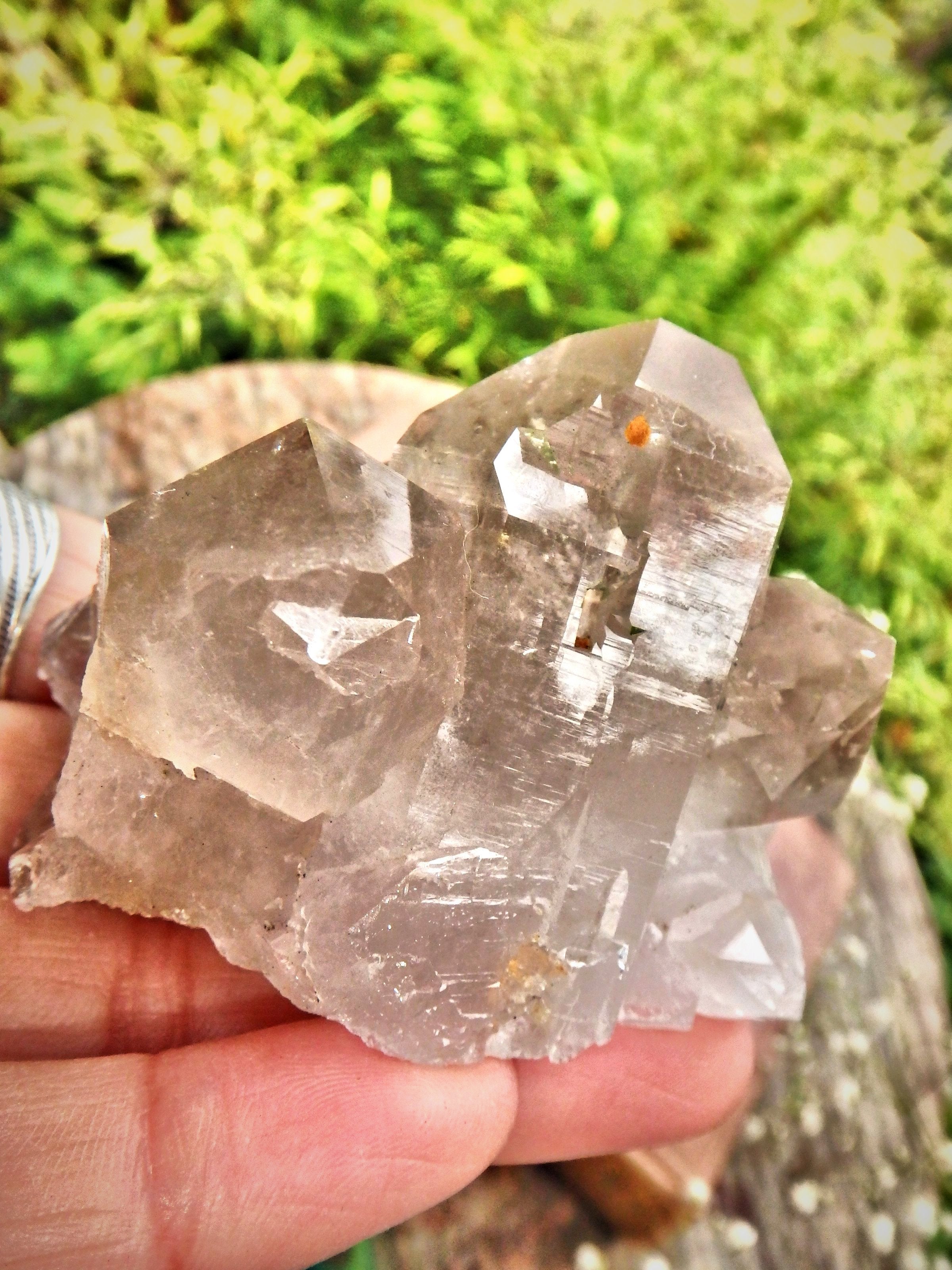 Incredible Rutilated Quartz Slightly Smoky Quartz Elestial Cluster From Brazil