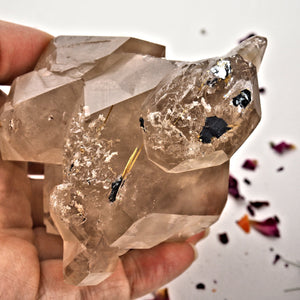 Incredible Large Elestial DT Rutilated Smoky Quartz Cluster With Hematite Inclusions From Brazil - Earth Family Crystals