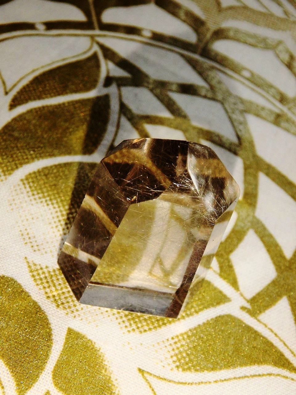 Brilliant Rutilated Quartz Standing Mini Tower - Earth Family Crystals