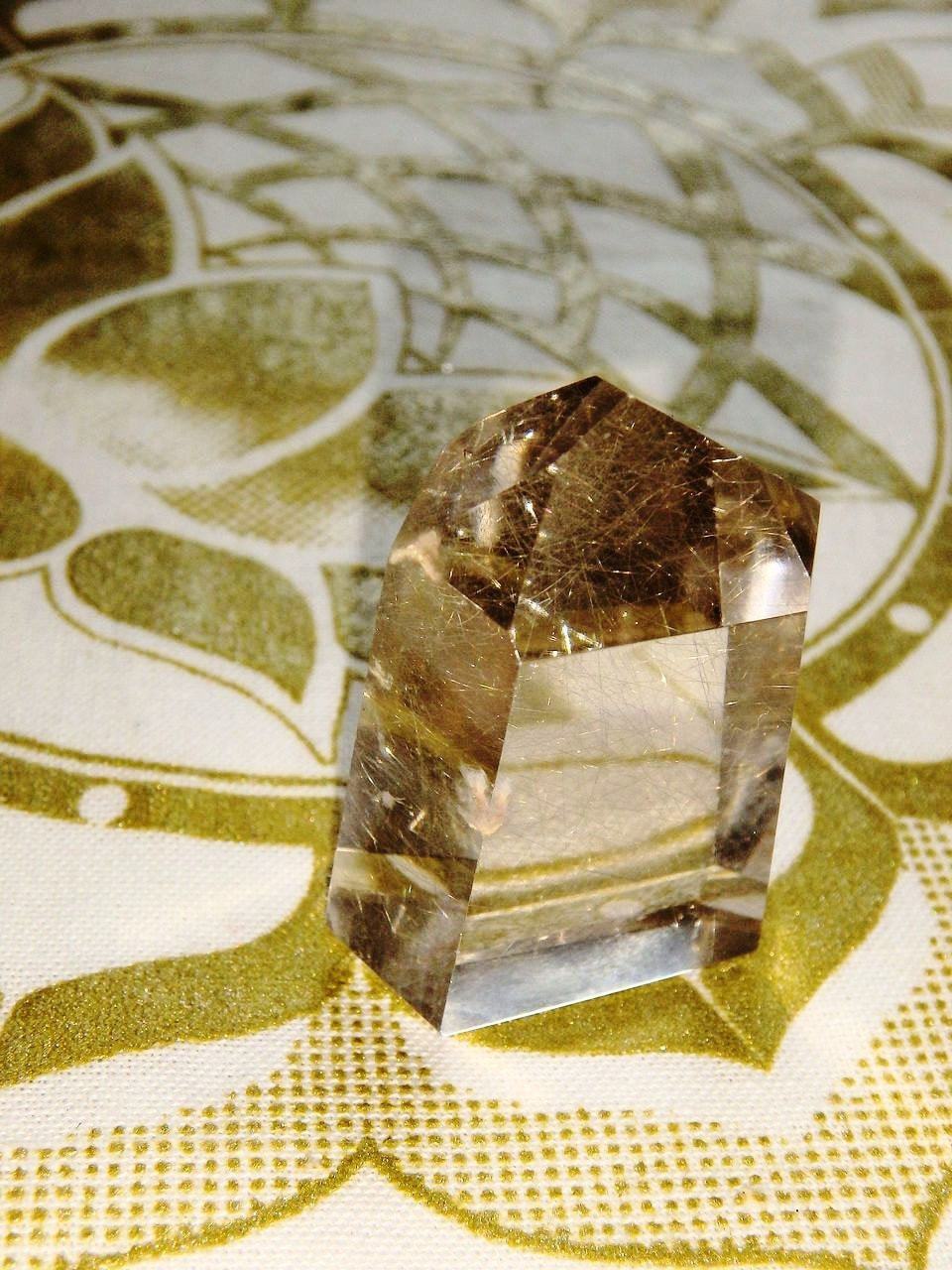 Brilliant Rutilated Quartz Standing Mini Tower - Earth Family Crystals