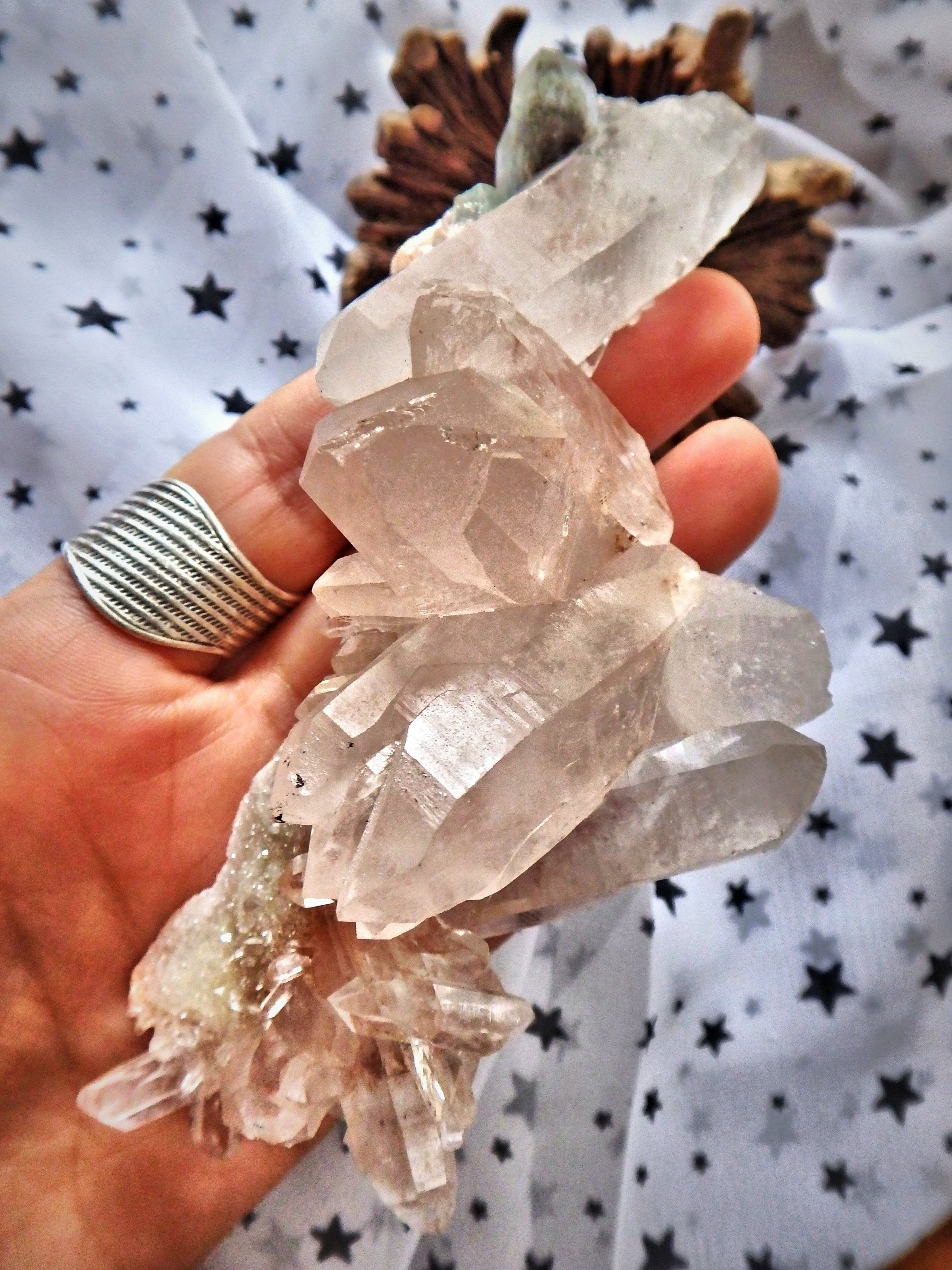Extremely Gorgeous Unique Samadhi Pink & Green Quartz Elestial Double Terminated Cluster From The Himalayas - Earth Family Crystals