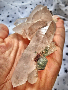 Extremely Gorgeous Unique Samadhi Pink & Green Quartz Elestial Double Terminated Cluster From The Himalayas - Earth Family Crystals
