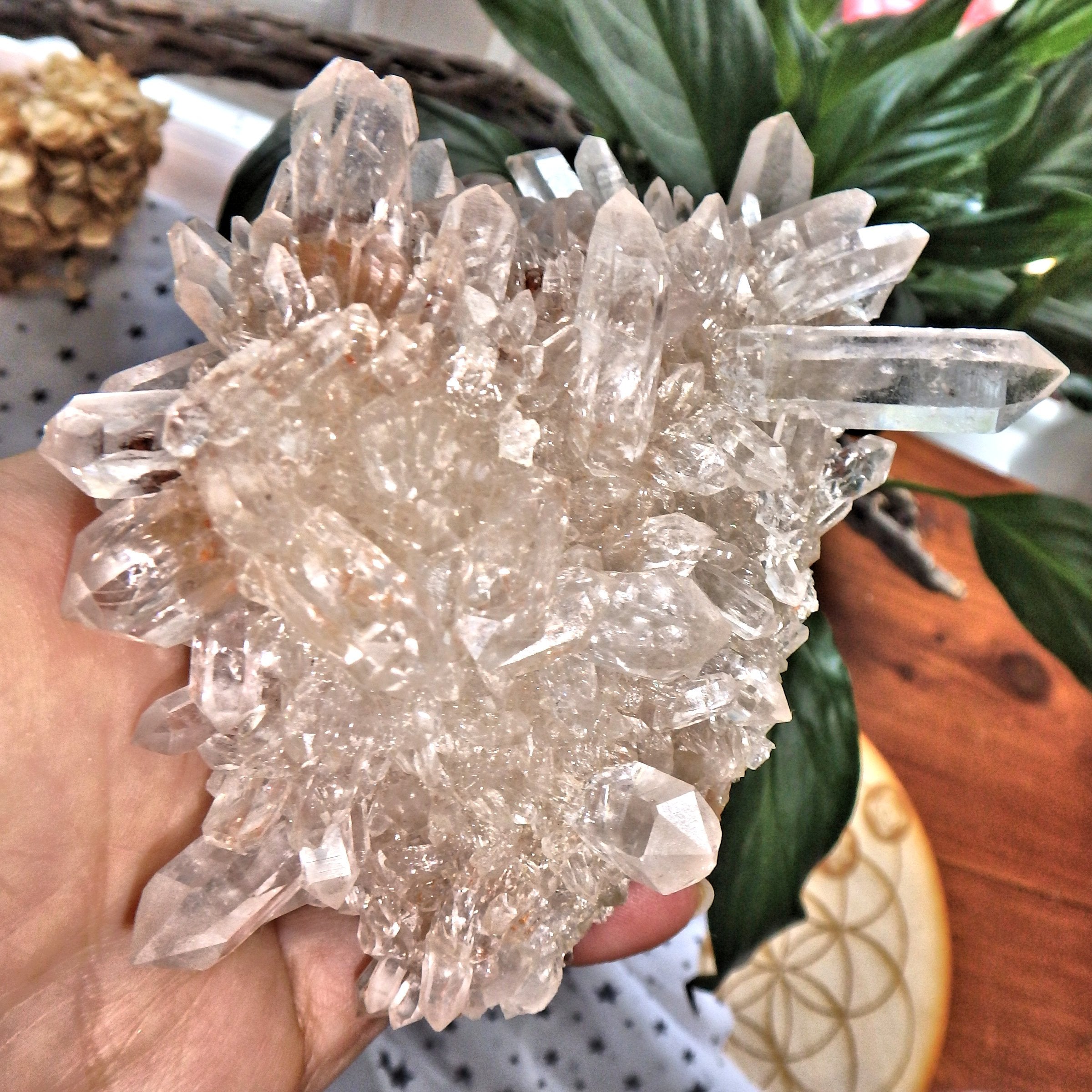 Self Standing Pink Samadhi Himalayan Quartz Hedgehog Cluster