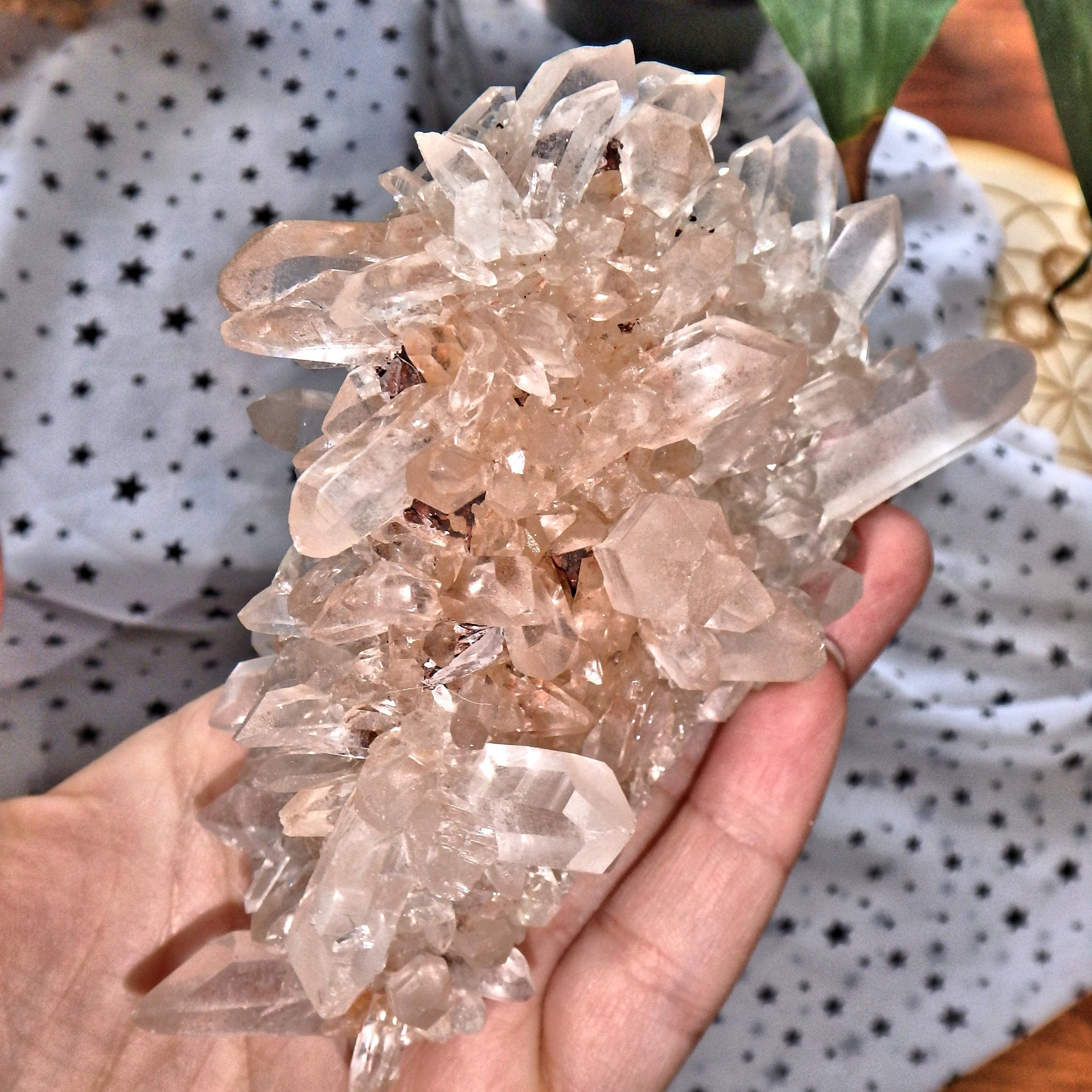 Self Standing Pink Samadhi Himalayan Quartz Hedgehog Cluster