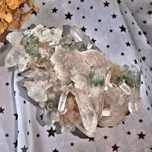 Fabulous Large Double Terminated Points Green & Pink Samadhi Himalayan Quartz Cluster - Earth Family Crystals