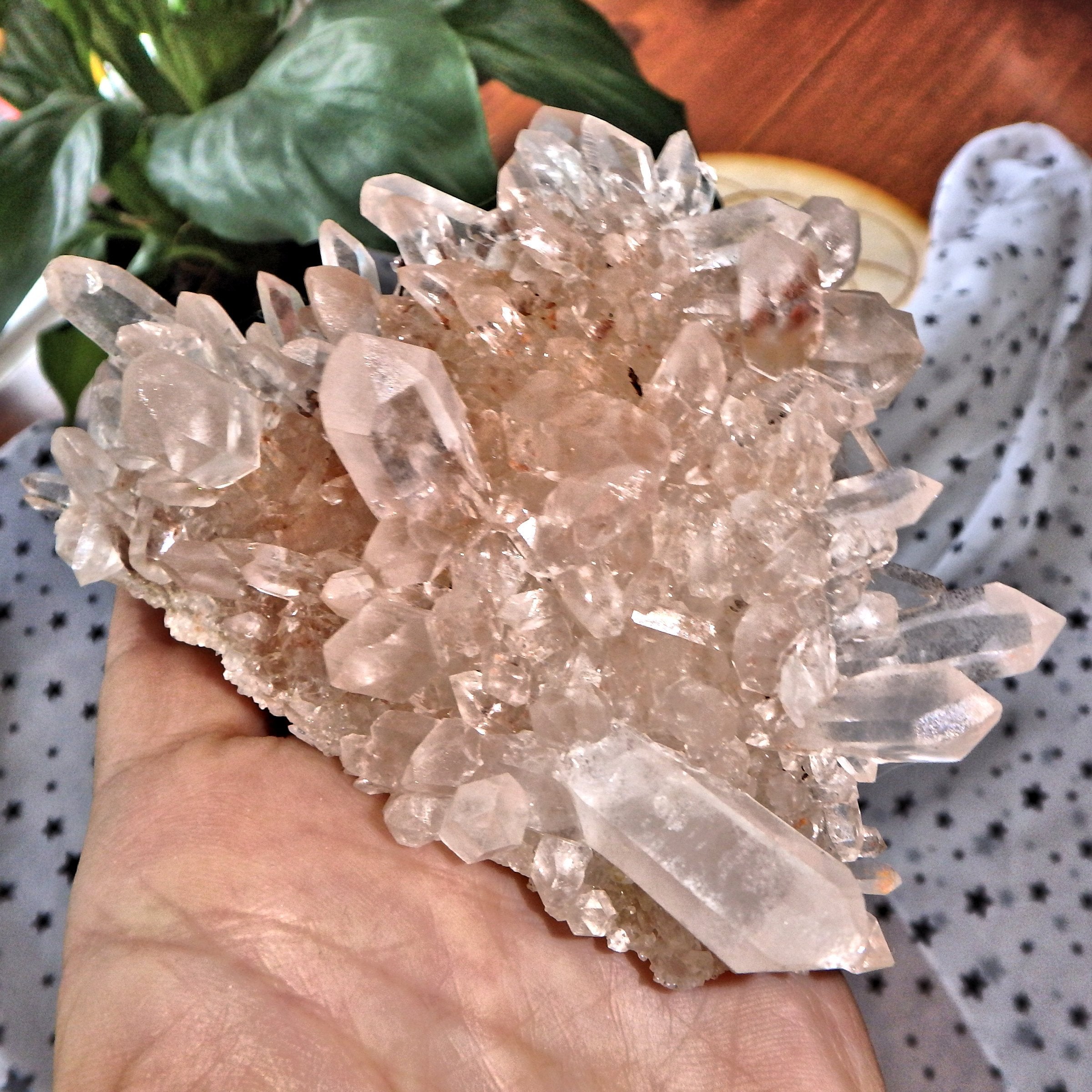 Self Standing Pink Samadhi Himalayan Quartz Hedgehog Cluster