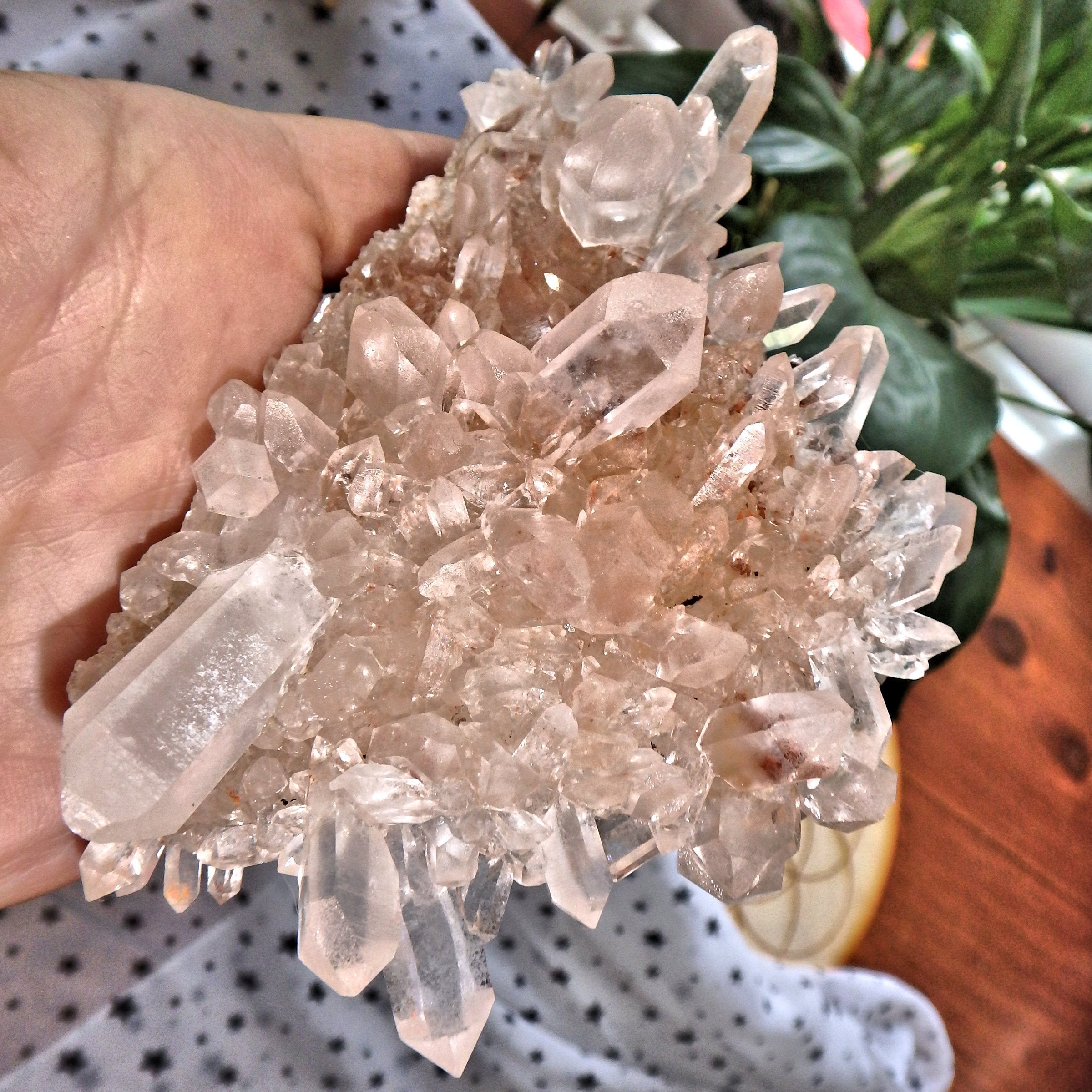 Self Standing Pink Samadhi Himalayan Quartz Hedgehog Cluster