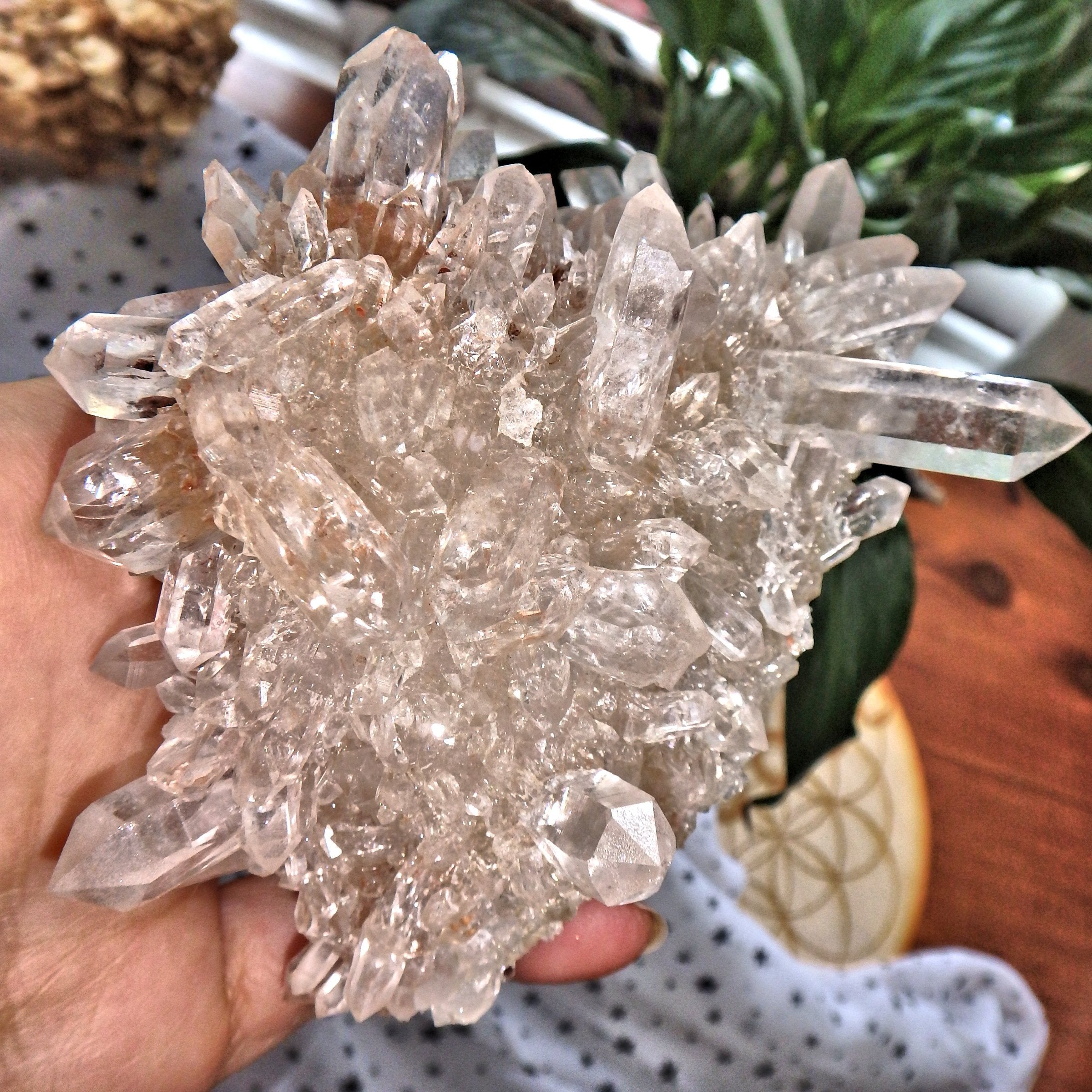 Self Standing Pink Samadhi Himalayan Quartz Hedgehog Cluster