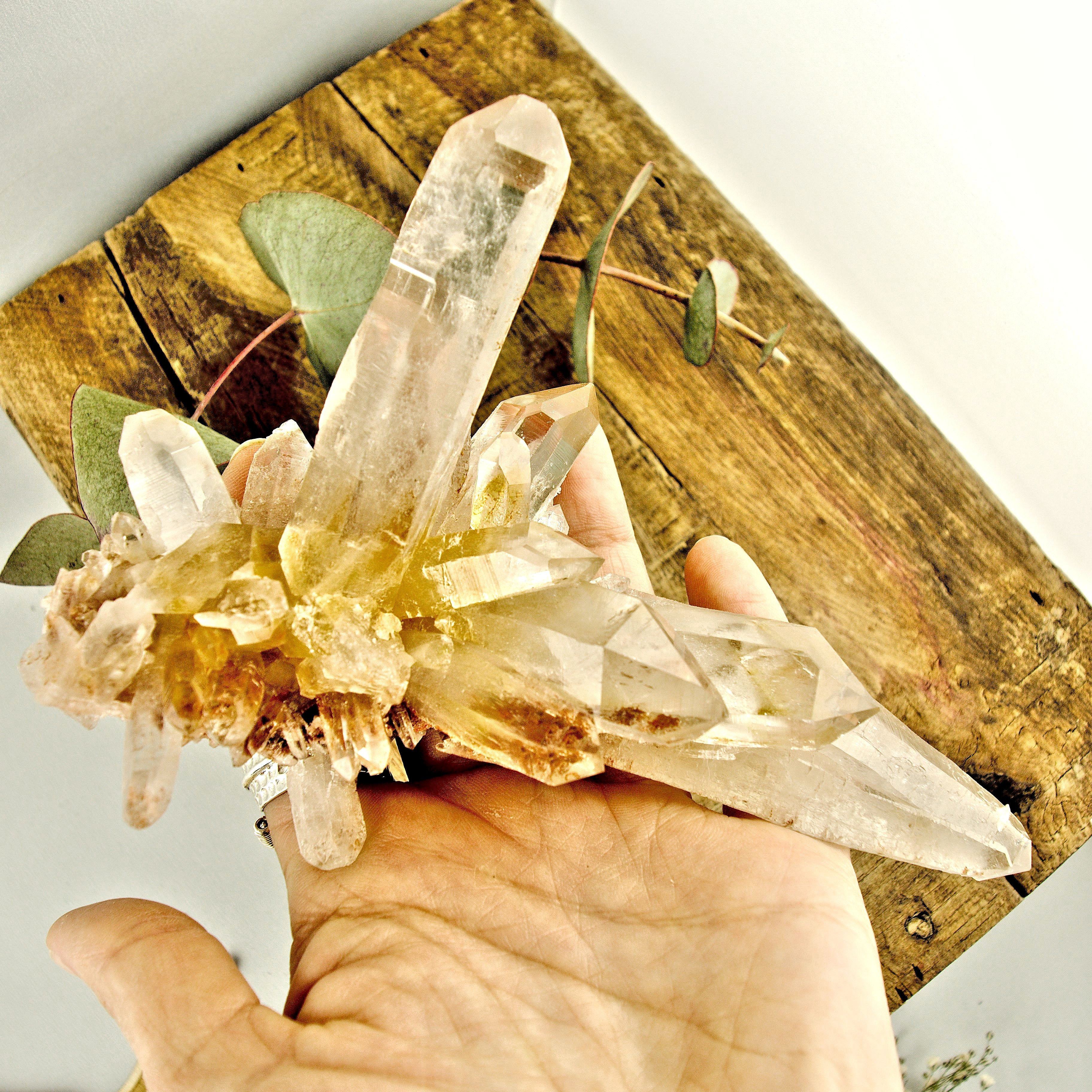 AA Grade Incredible Large Pink & Golden DT Elestial Samadhi Quartz Cluster From The Himalayas - Earth Family Crystals