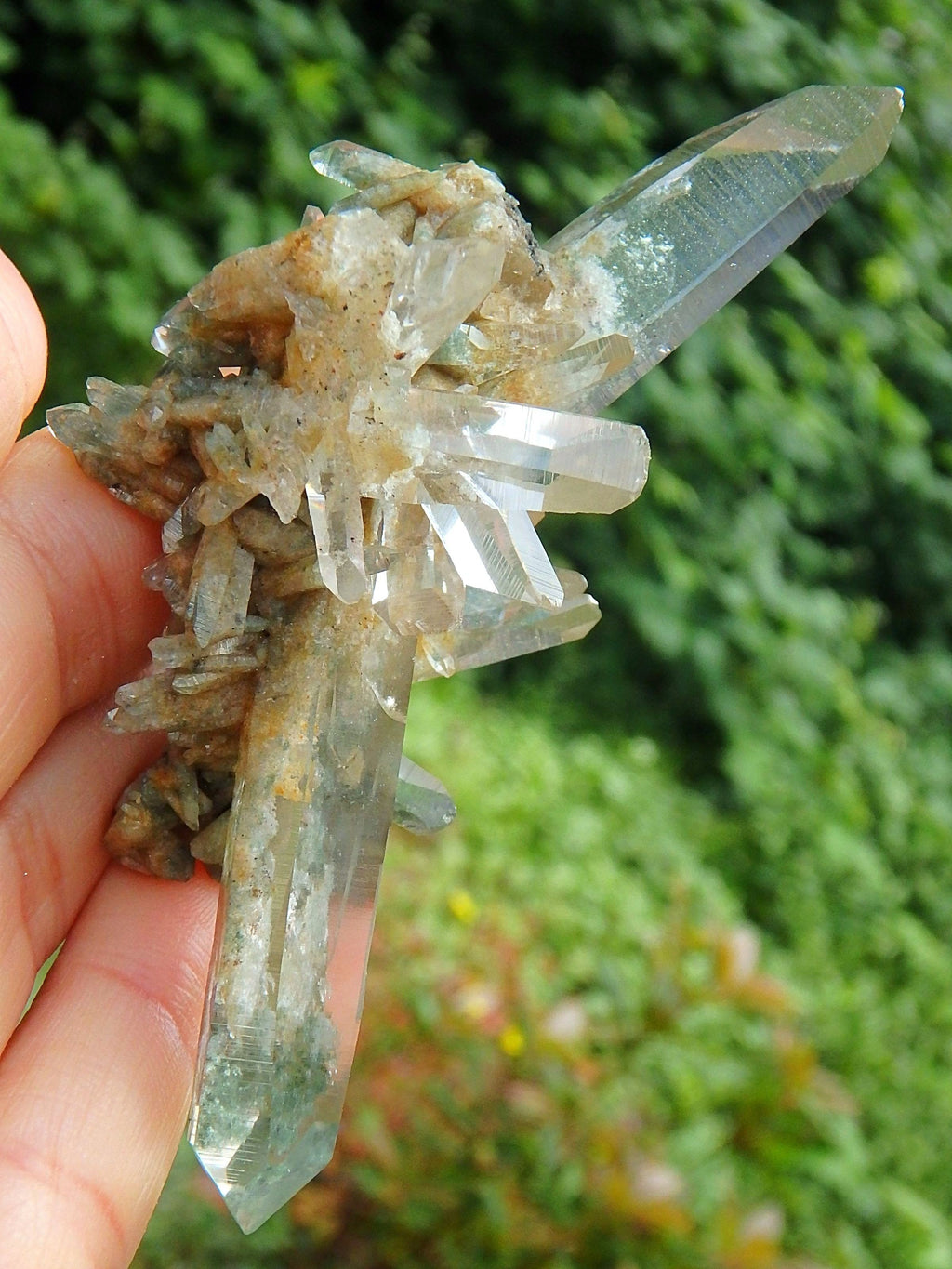 Absolutely Amazing Green Samadhi Himalayan Quartz DT Points Cluster - Earth Family Crystals