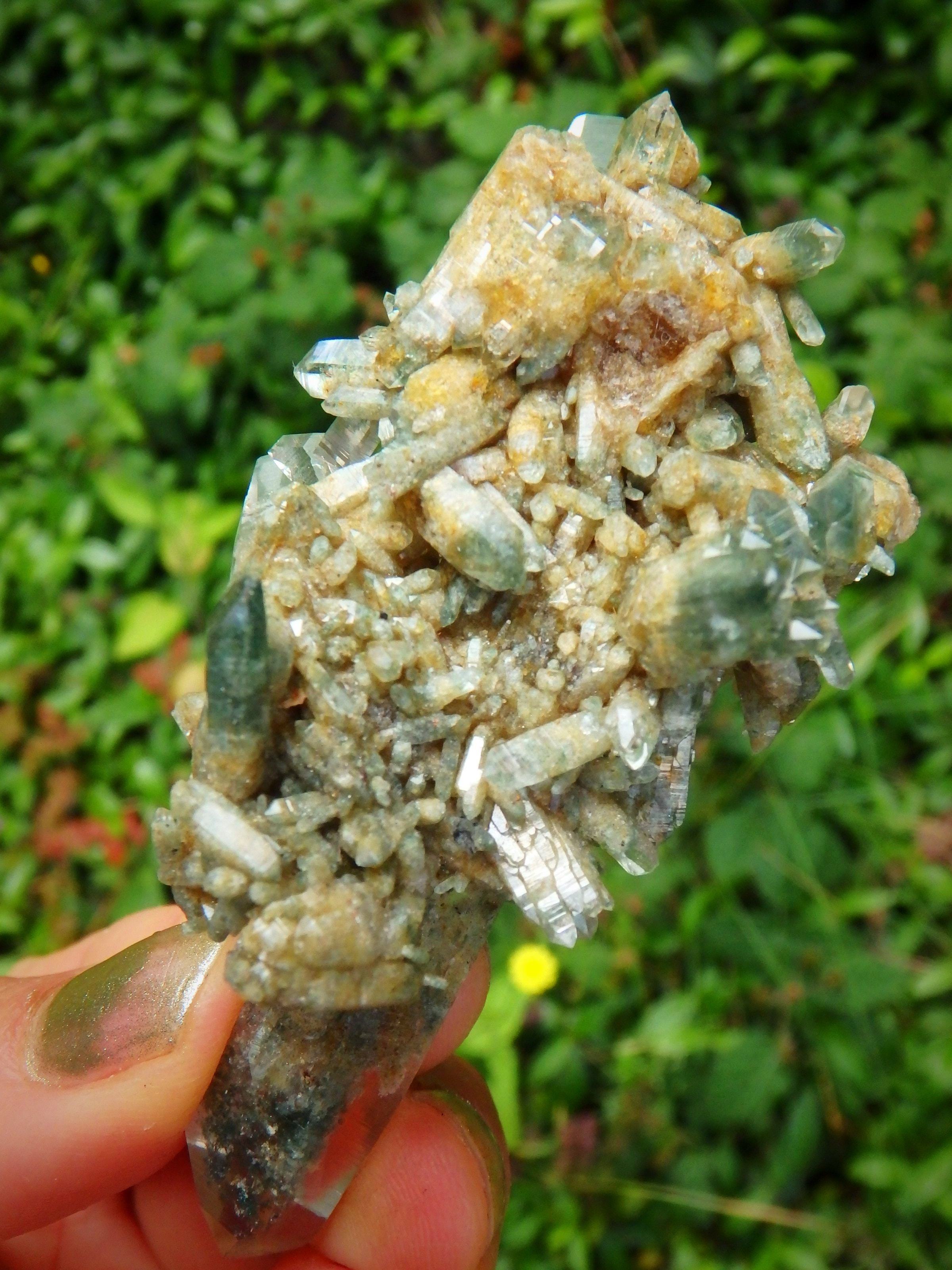 Absolutely Amazing Green Samadhi Himalayan Quartz DT Points Cluster - Earth Family Crystals