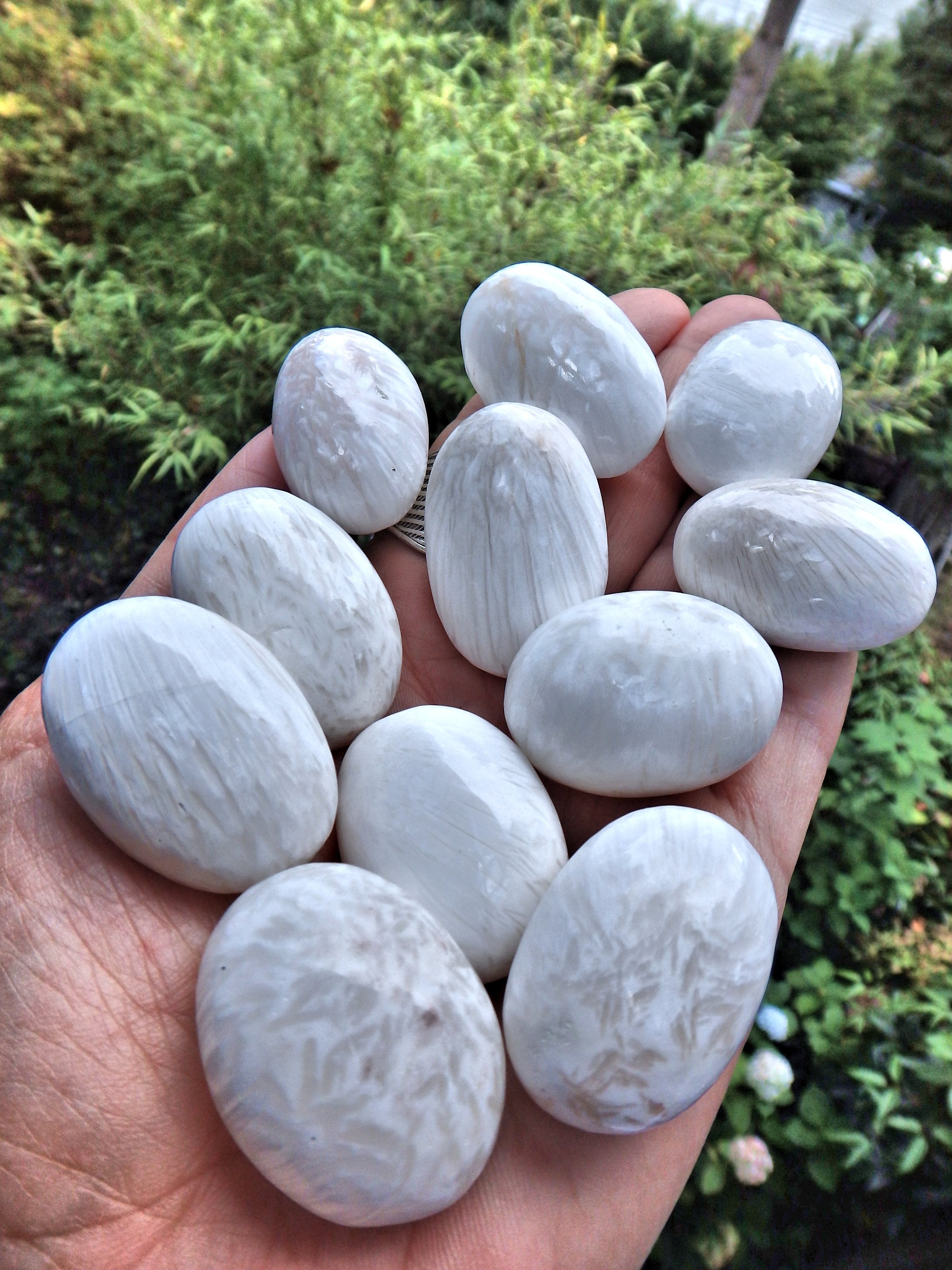 Set of 2 Silky White Scolecite Tumbled Pocket Stones