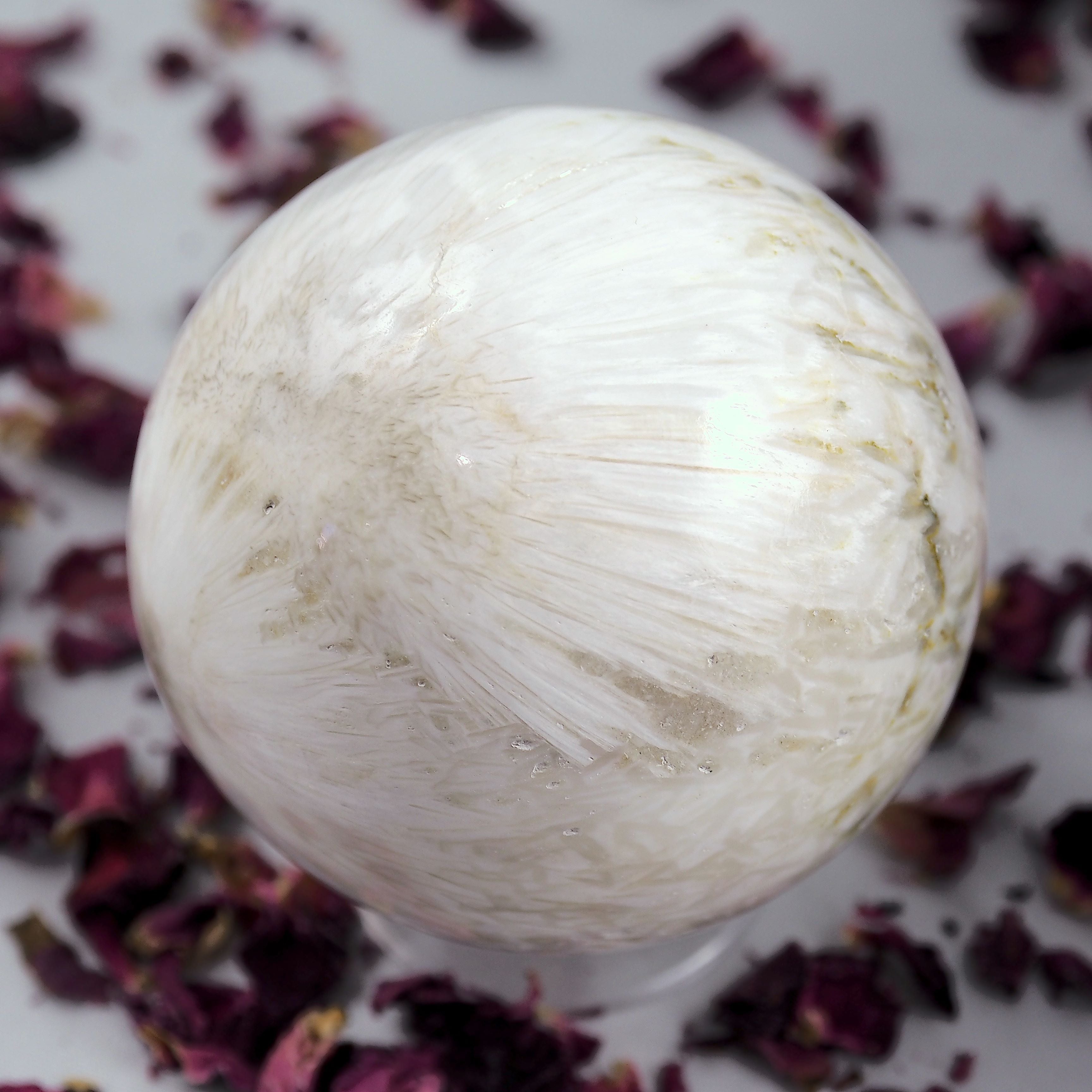Gorgeous Double Flower Pattern Scolecite Large Sphere Carving - Earth Family Crystals