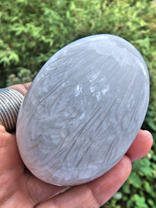 Silky White Patterns Scolecite Hand Held Specimen From India - Earth Family Crystals