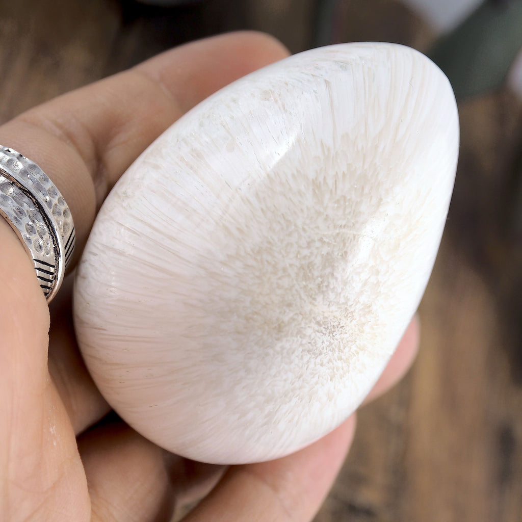 Bursting Flower Sheen Scolecite Egg Carving - Earth Family Crystals