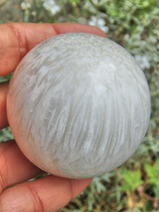 Silky Blooming Flower Patterns Creamy White Scolecite Sphere From India