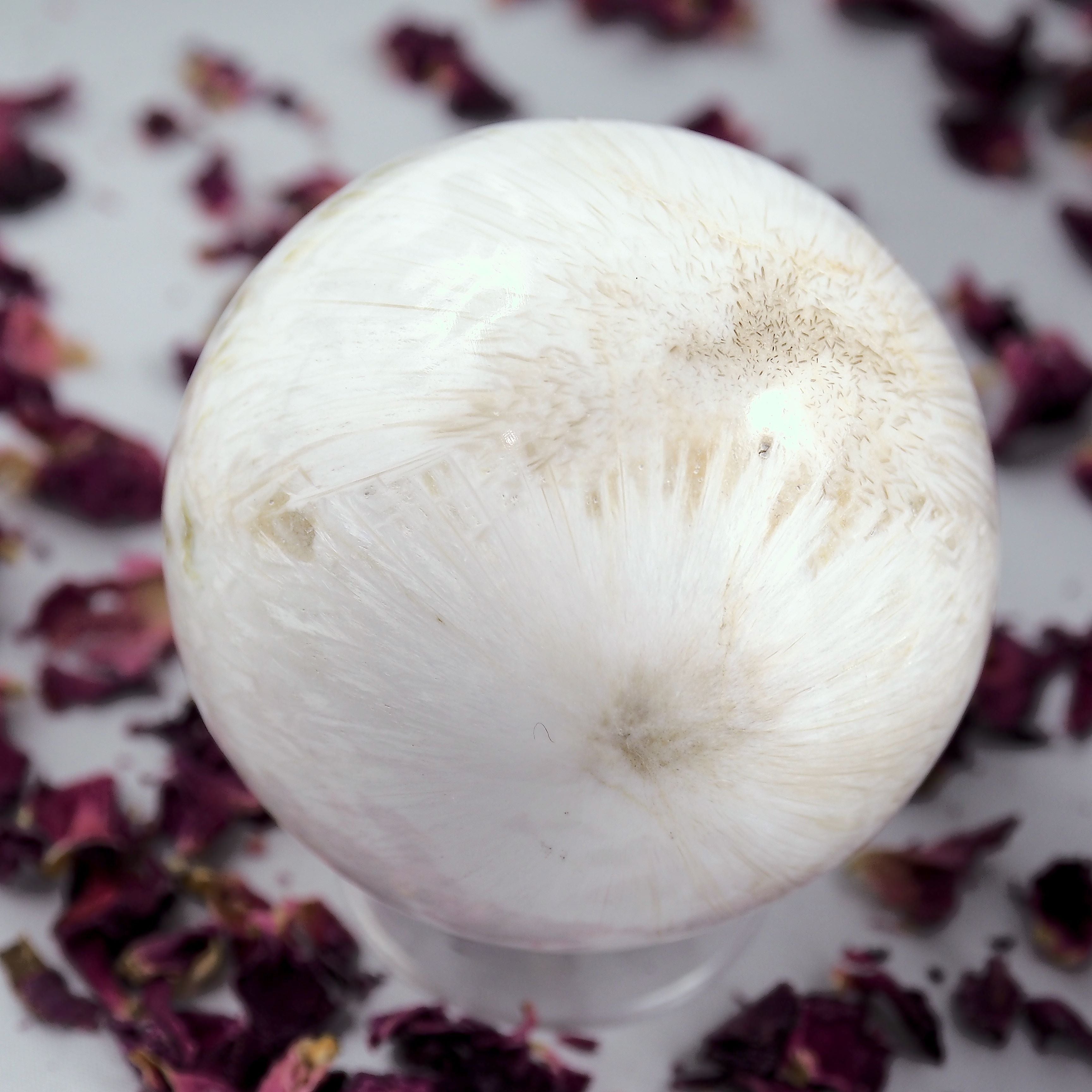 Gorgeous Double Flower Pattern Scolecite Large Sphere Carving - Earth Family Crystals