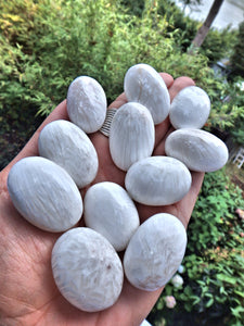 Set of 2 Silky White Scolecite Tumbled Pocket Stones