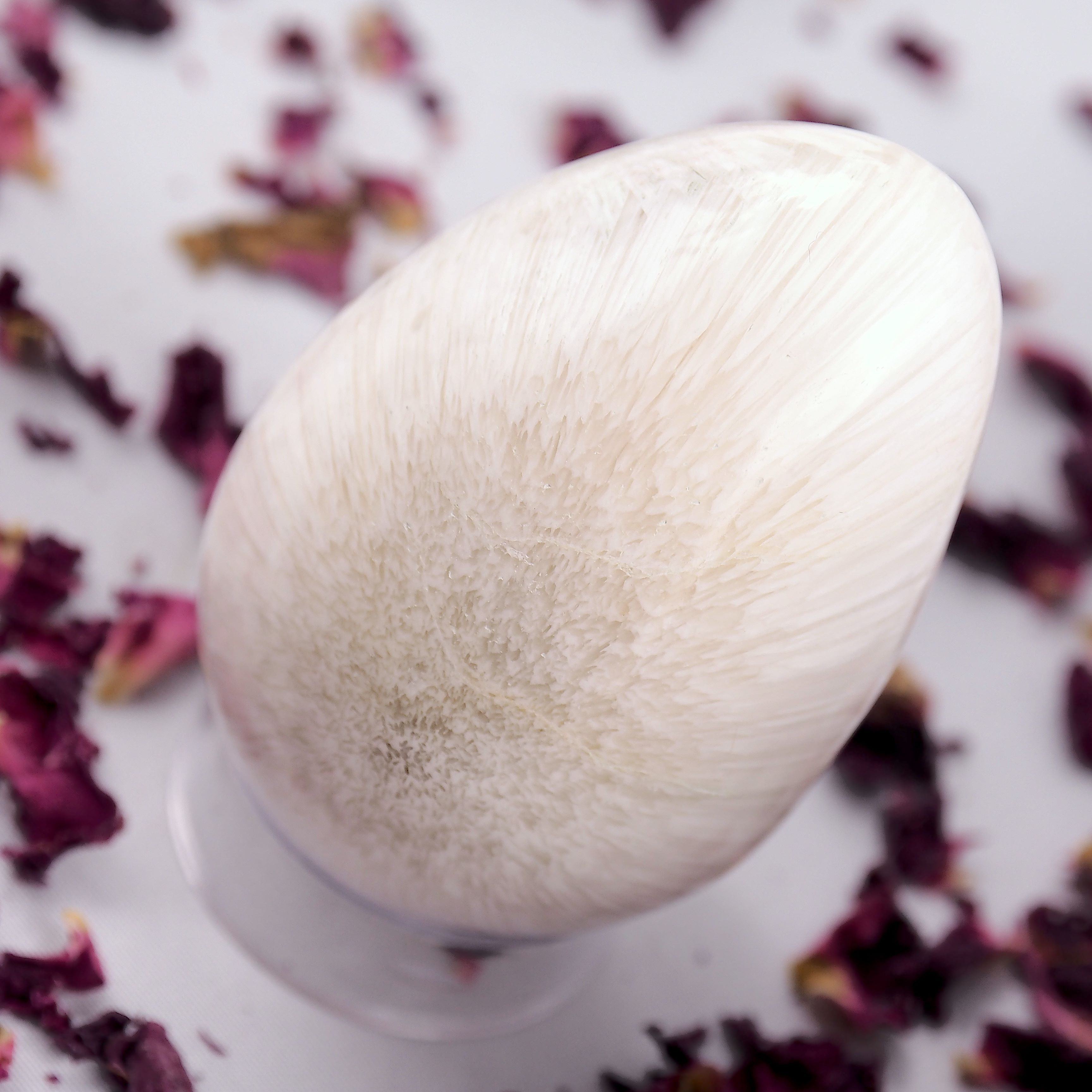 Bursting Flower Sheen Scolecite Egg Carving - Earth Family Crystals