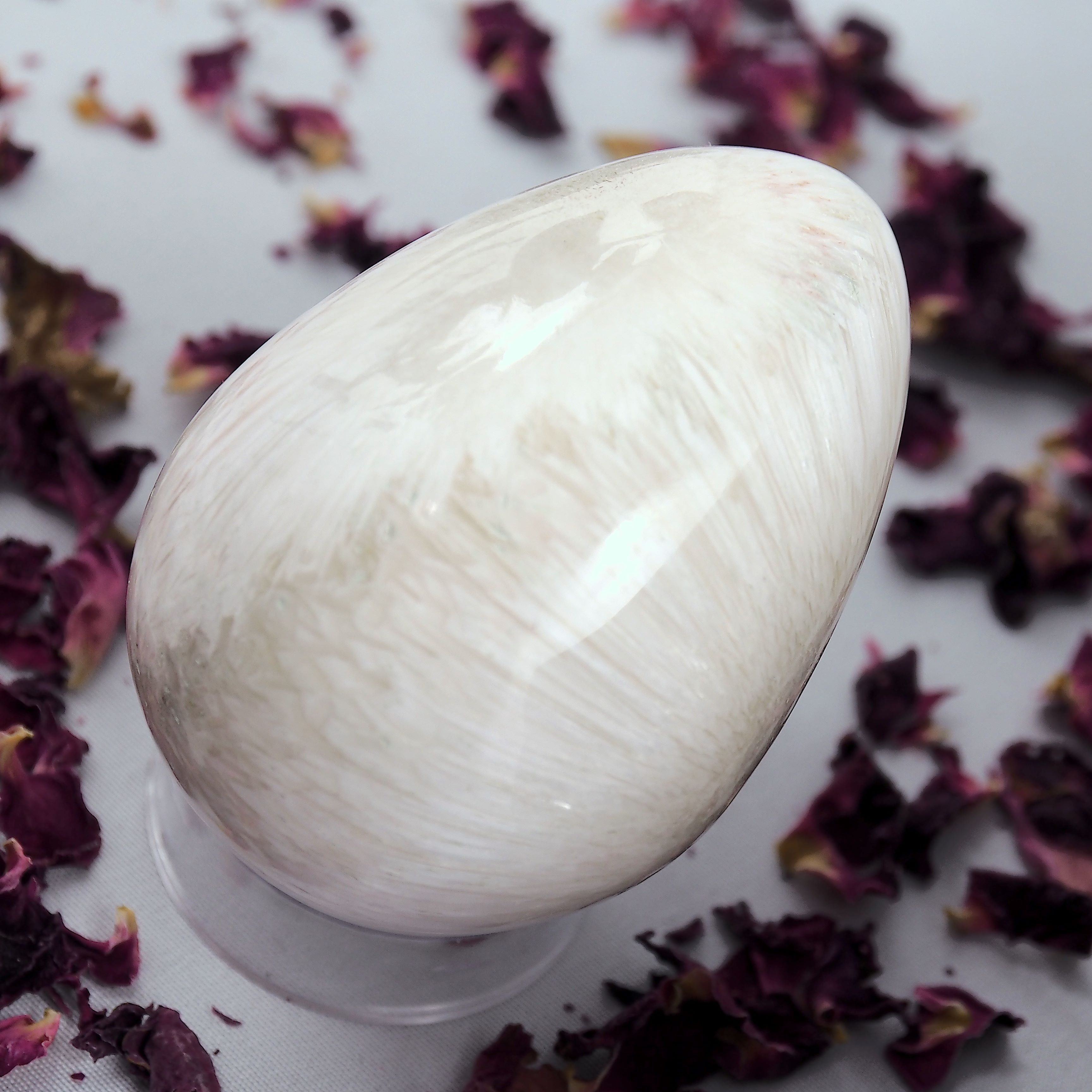 Bursting Flower Sheen Scolecite Egg Carving - Earth Family Crystals