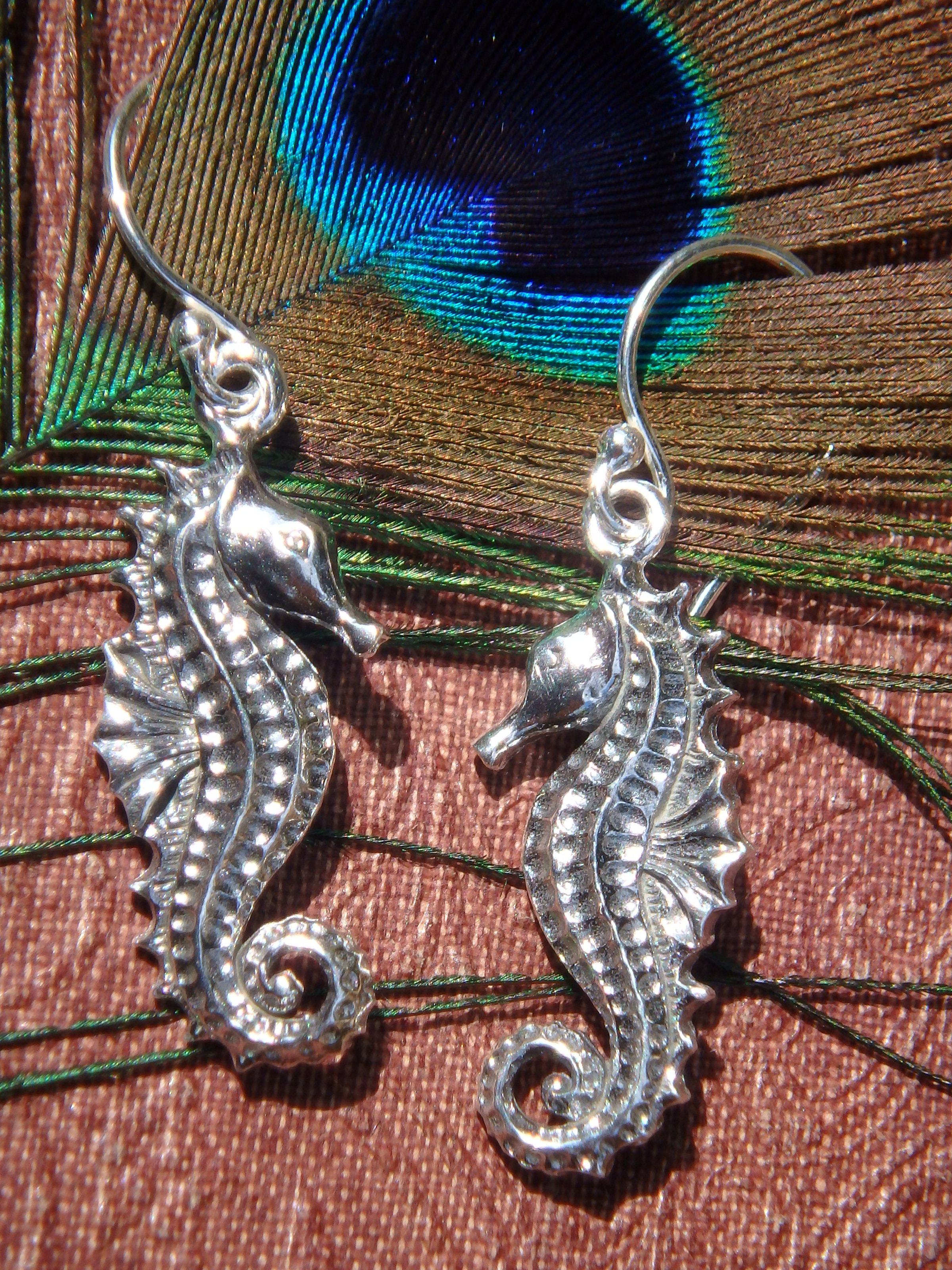 Adorable Seahorse Earrings in Sterling Silver 1 - Earth Family Crystals