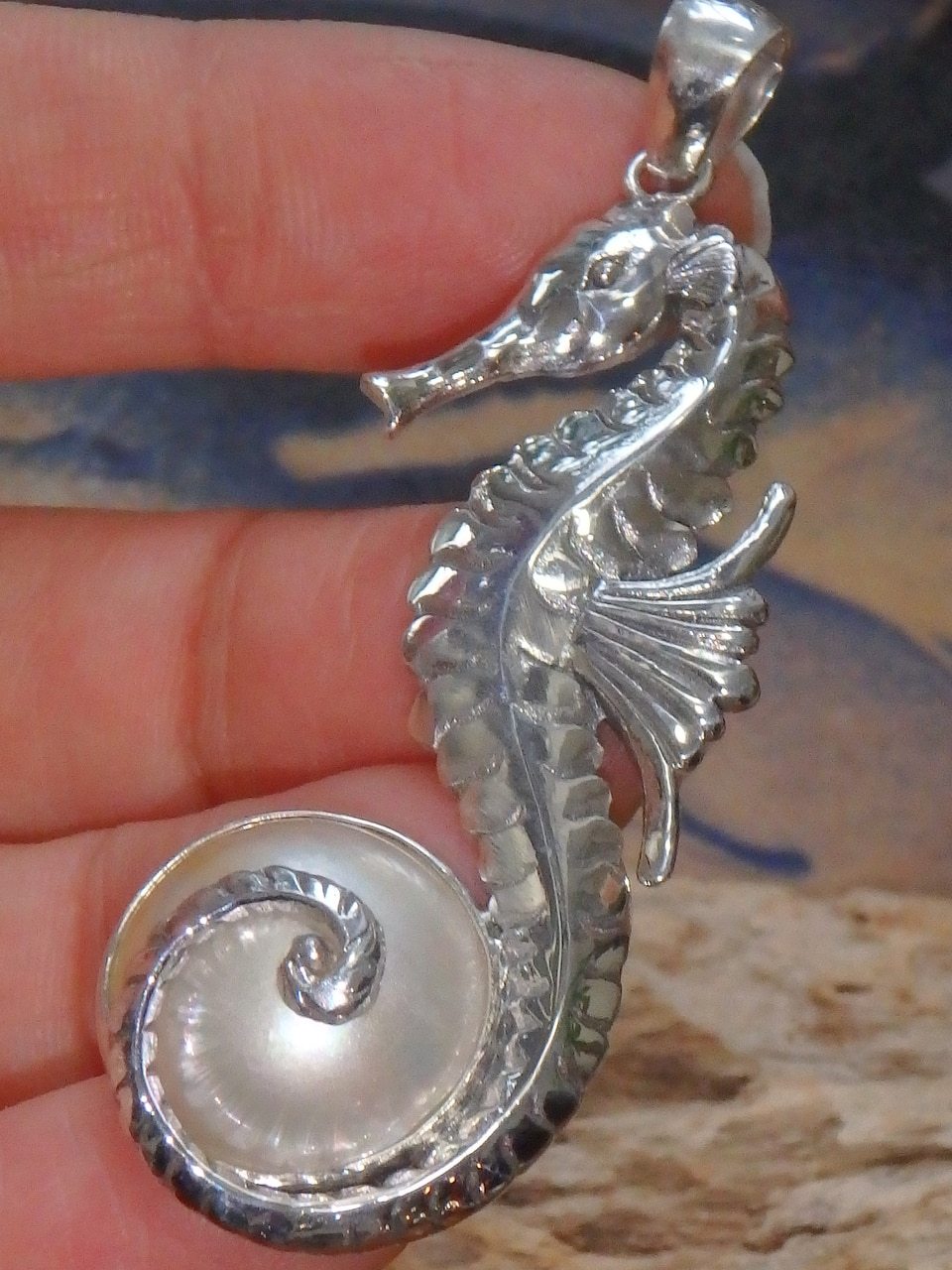 Precious Seahorse & Pearl Pendant in Sterling Silver (Includes Silver Chain) - Earth Family Crystals