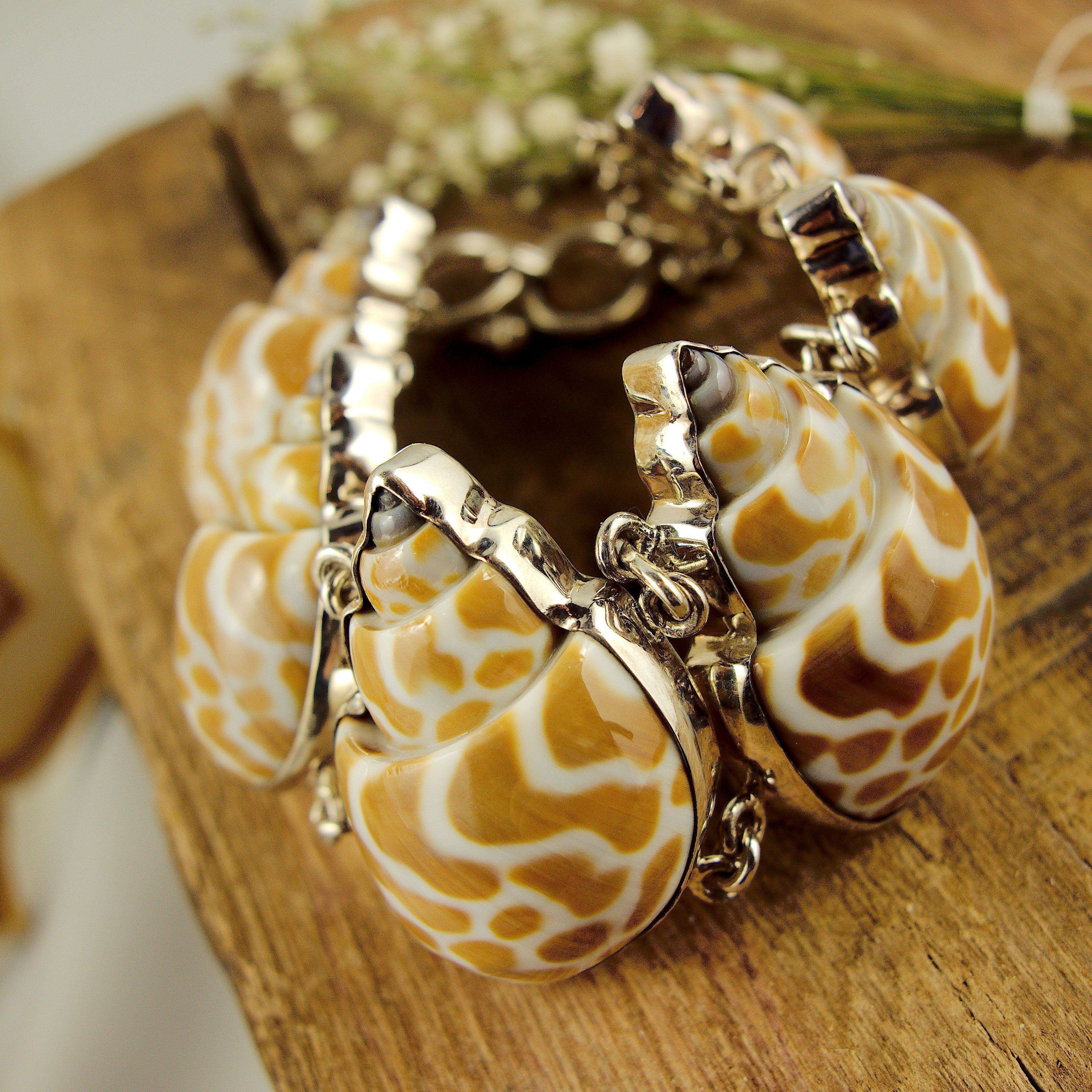 Chunky Mermaid Vibes! Gorgeous Seashell Sterling Silver Adjustable Bracelet - Earth Family Crystals