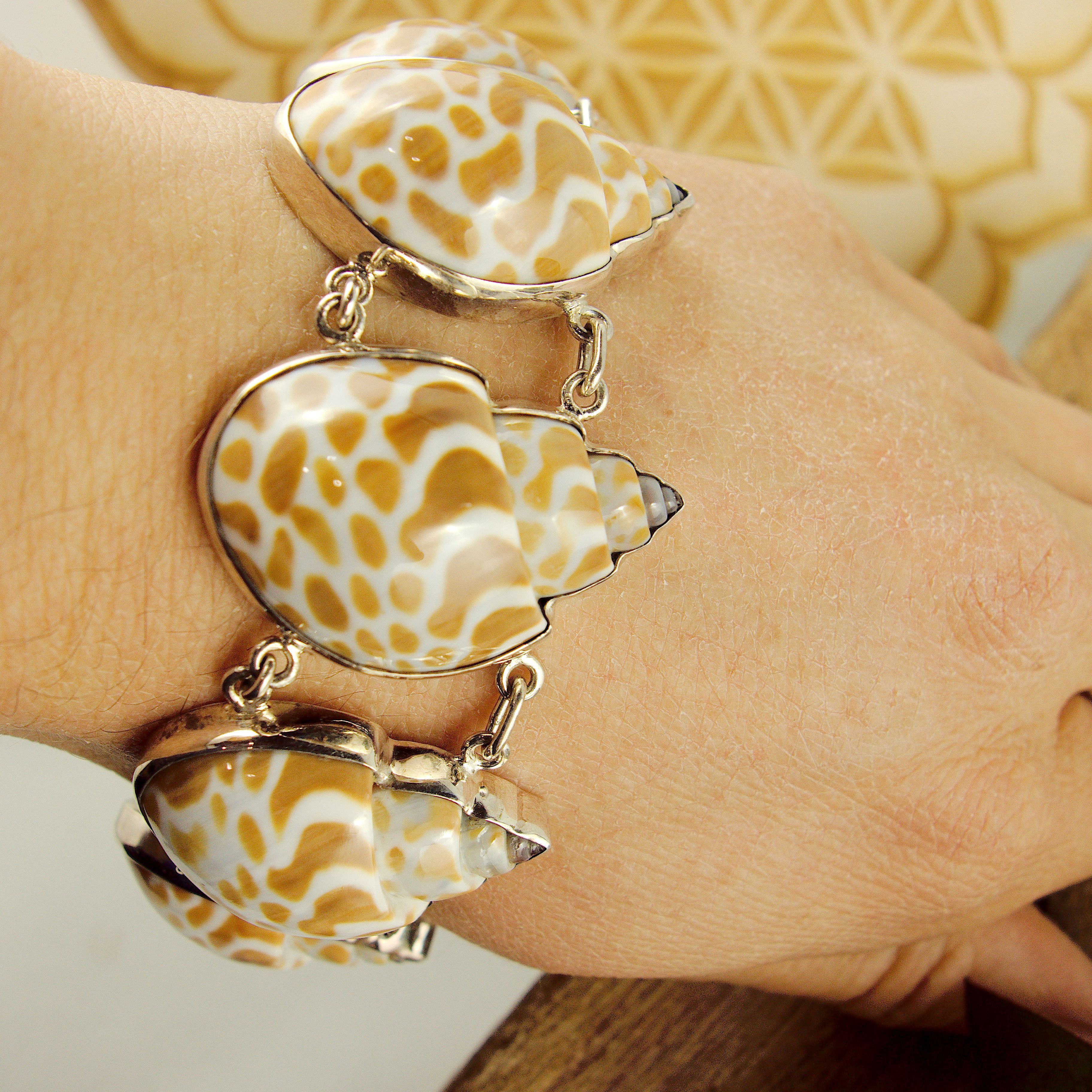 Chunky Mermaid Vibes! Gorgeous Seashell Sterling Silver Adjustable Bracelet - Earth Family Crystals