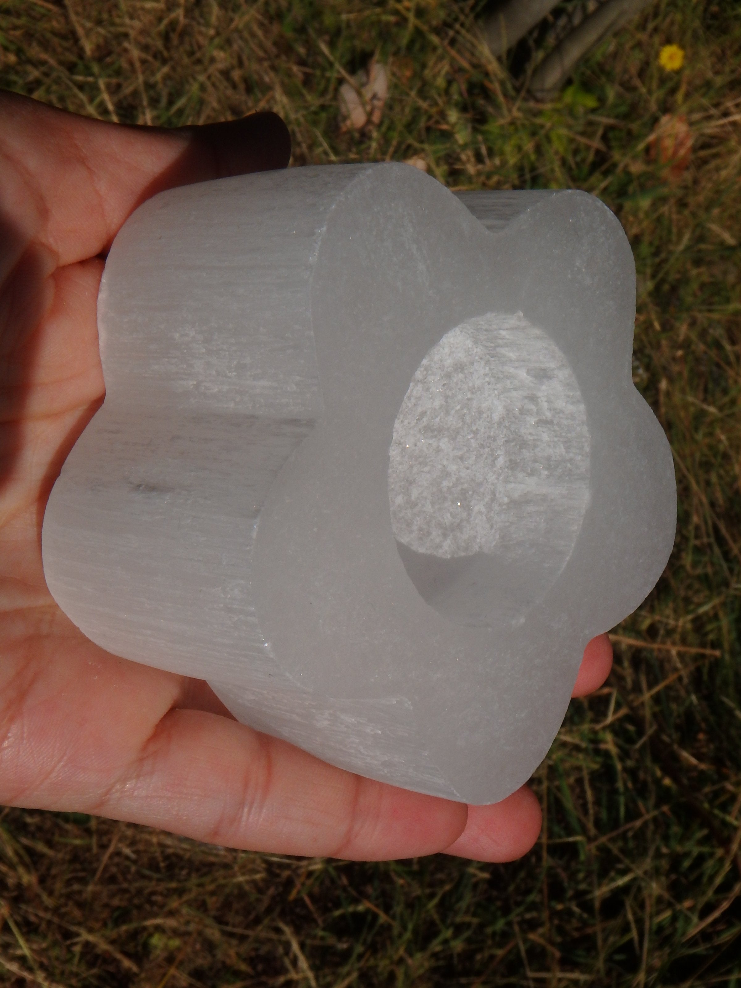 Stunning Flower Selenite Tea Light Candle Holder - Earth Family Crystals