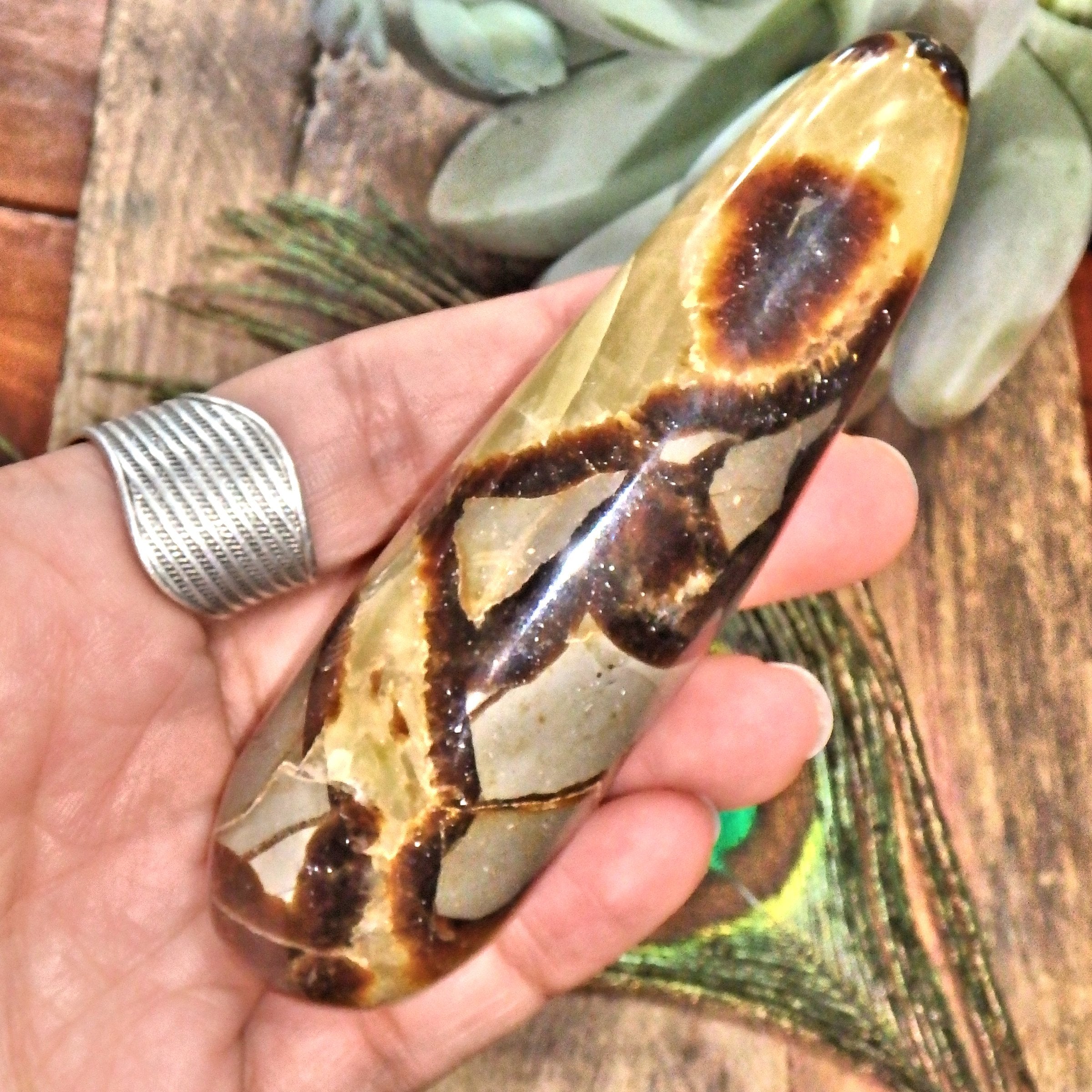 One of a Kind Patterns Septarian Dragon Wand Carving