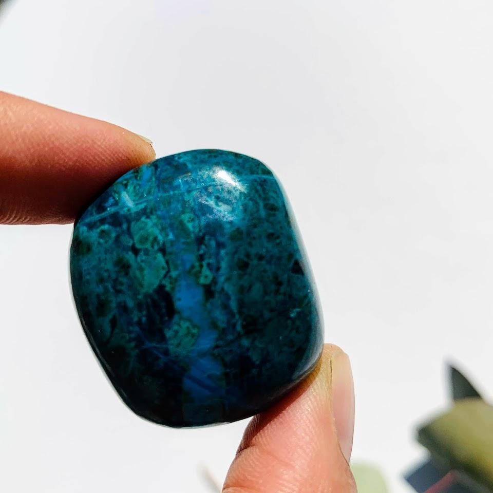 Vibrant Colors Chrysocolla Palm Stone #1 - Earth Family Crystals