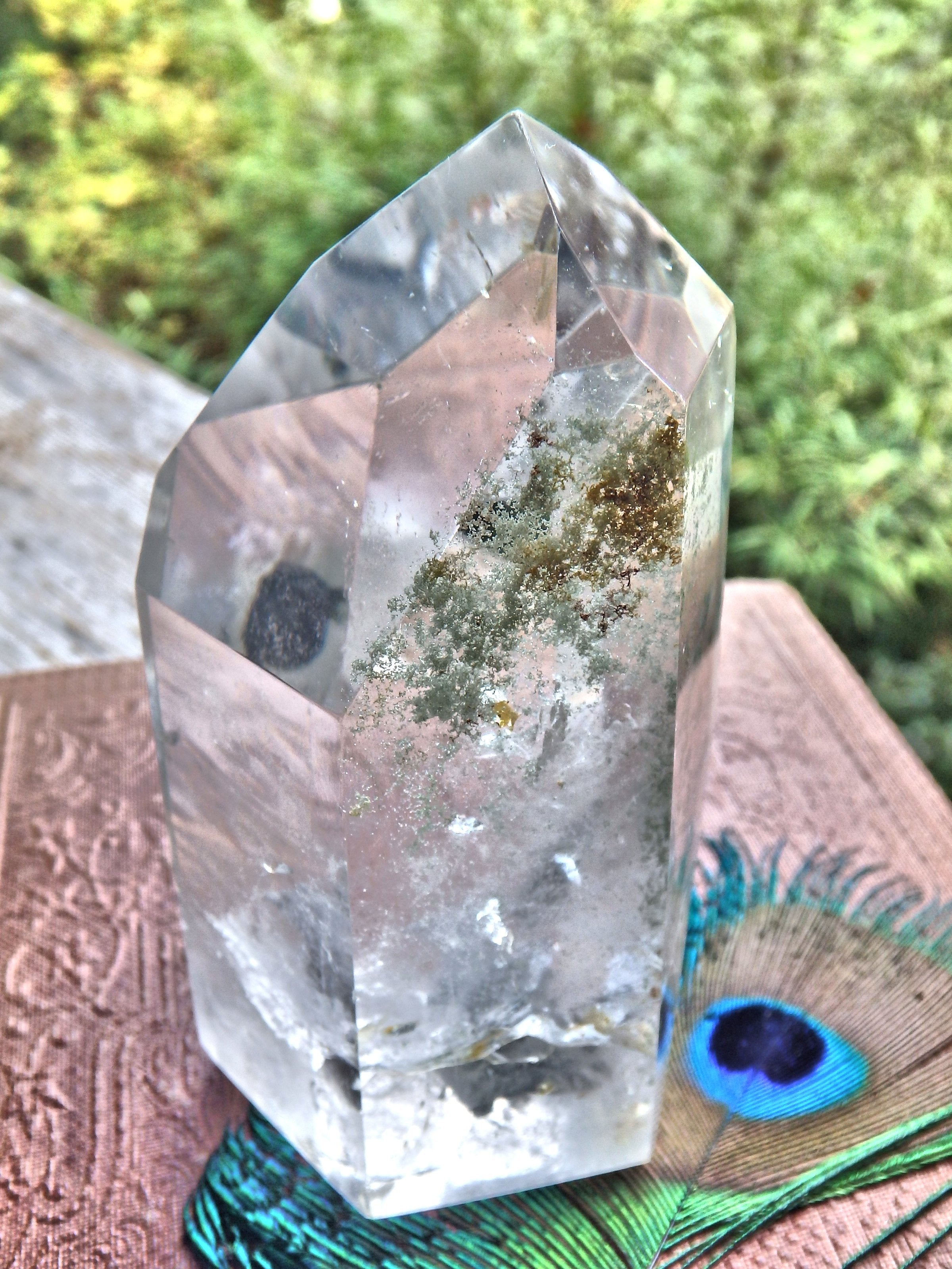 Shamanic Dream Quartz Free Form Standing Tower With Floating Fragment Inside REDUCED