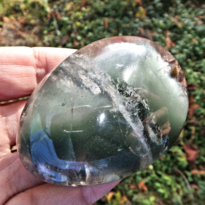 Forest Green Cloud Inclusions Shamanic Dream Stone Seer Quartz Partially Polished From Brazil - Earth Family Crystals