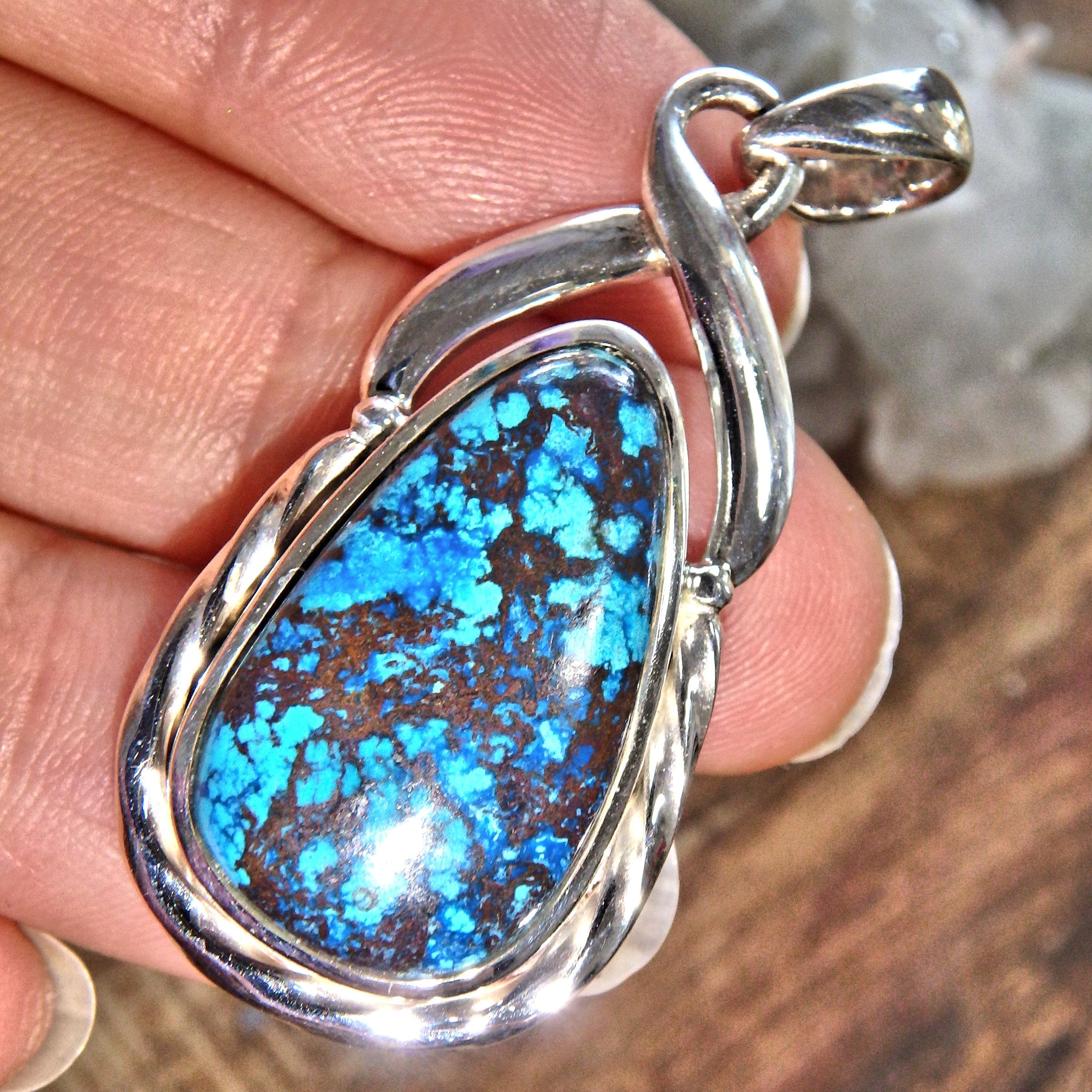 Elegant Shattuckite Sterling Silver Pendant (Includes Silver Chain) - Earth Family Crystals
