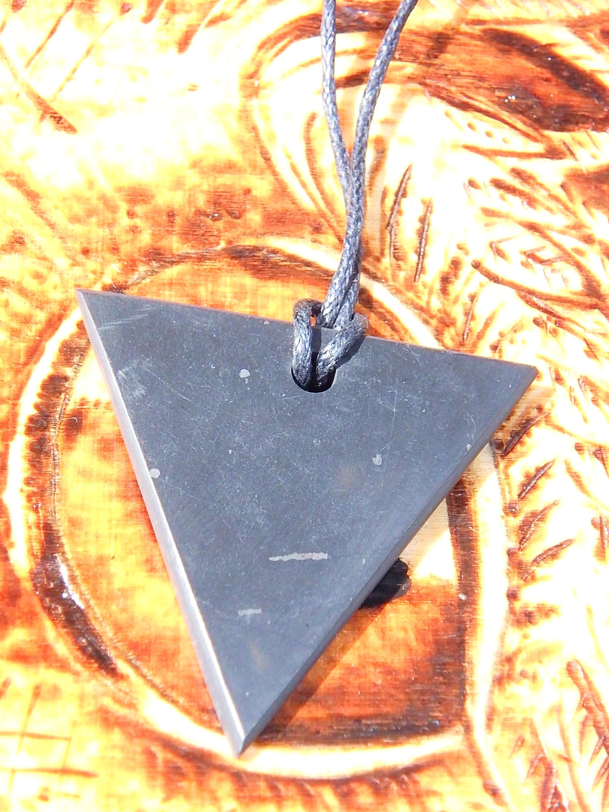 EMF Protection Shungite Triangle Pendant on Cotton Cord - Earth Family Crystals