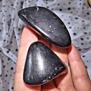 Set of 2 Polished EMF Protective Hand Held Shungite Free Form Stones