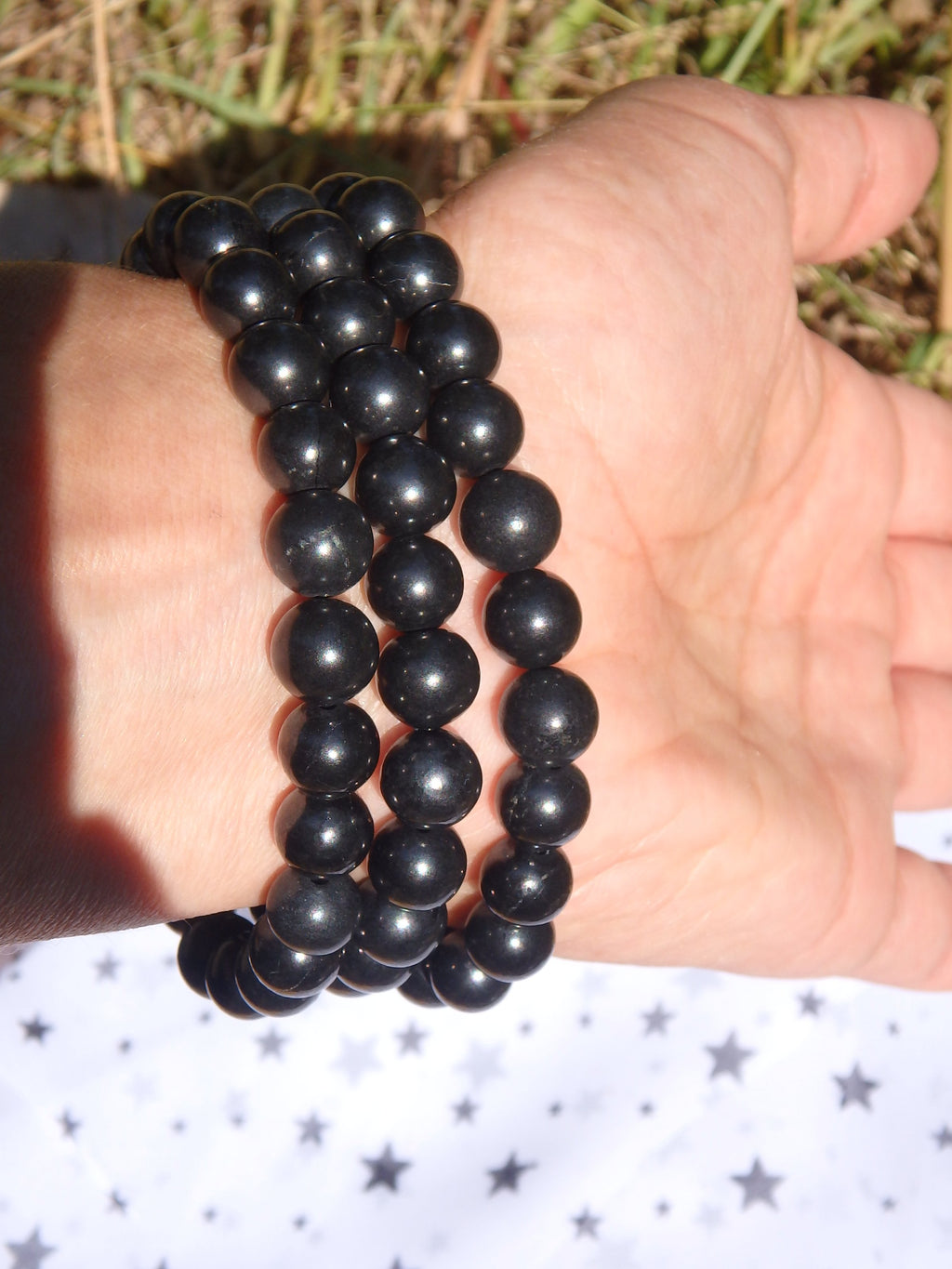 Emf Protection- Shungite Bracelet on Stretchy Elastic - Earth Family Crystals