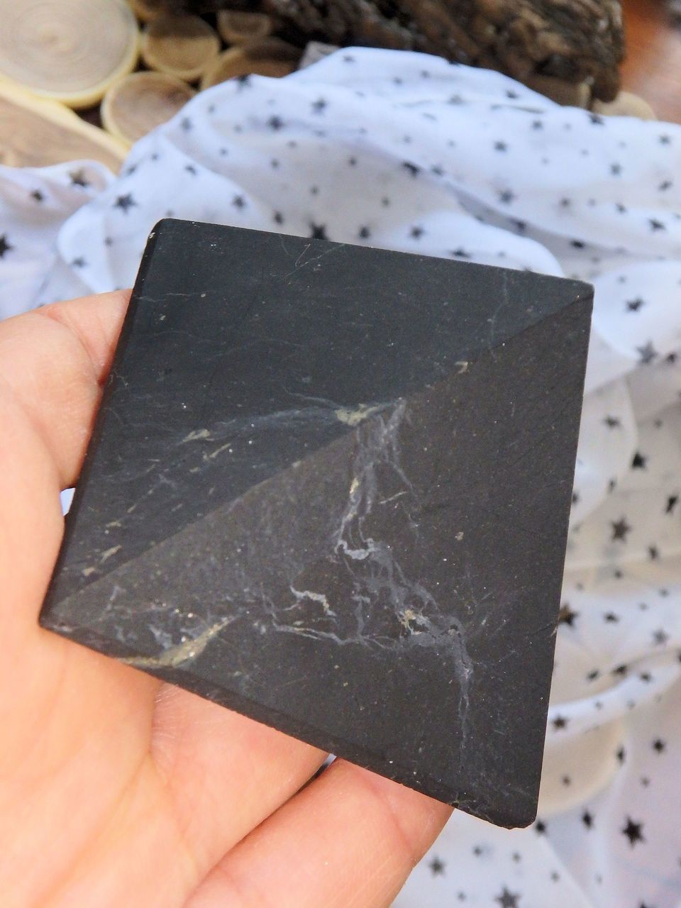 EMF Protective Unpolished Shungite Pyramid Carving REDUCED - Earth Family Crystals