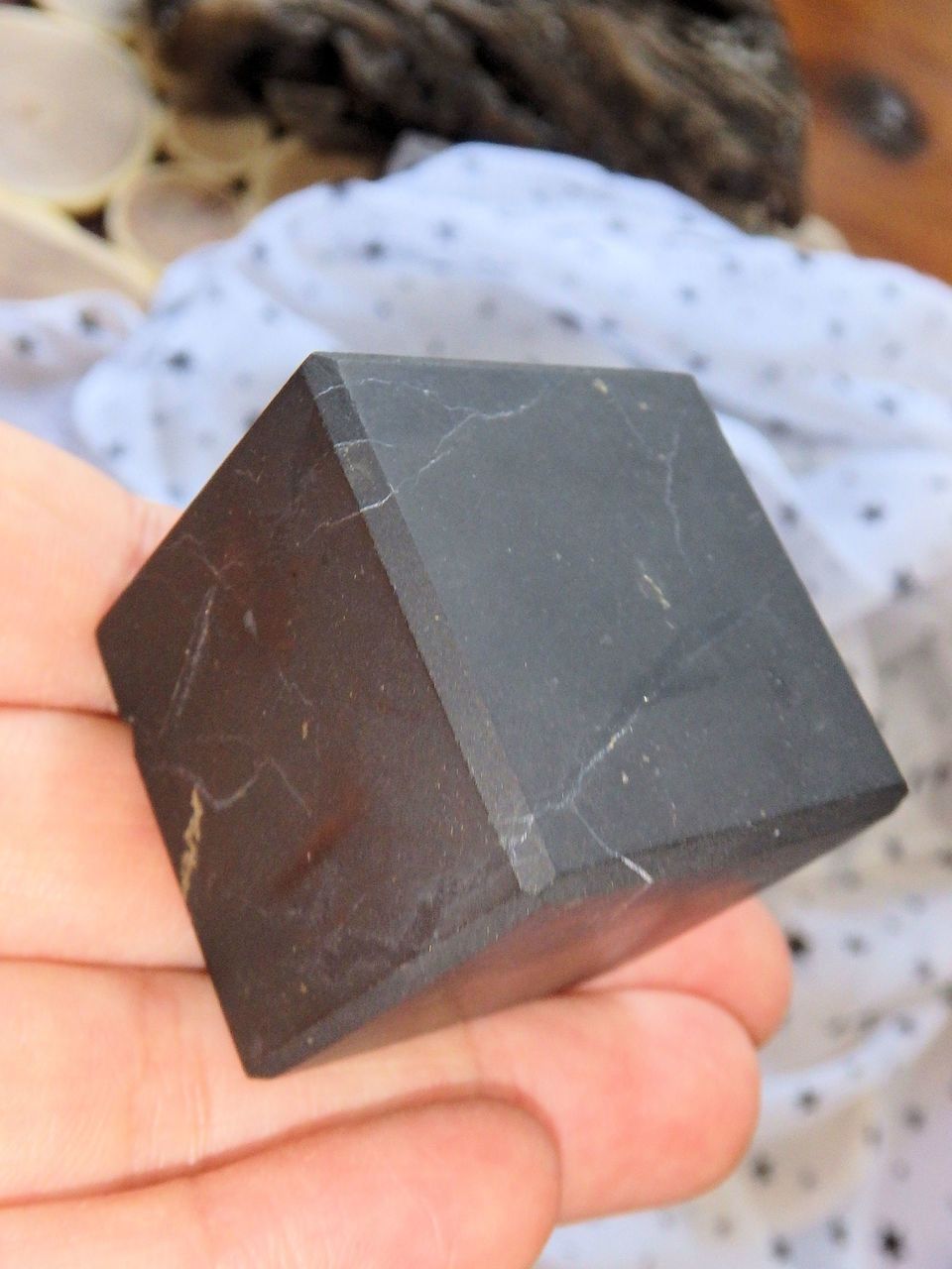 EMF Protective Unpolished Shungite Cube Carving REDUCED - Earth Family Crystals