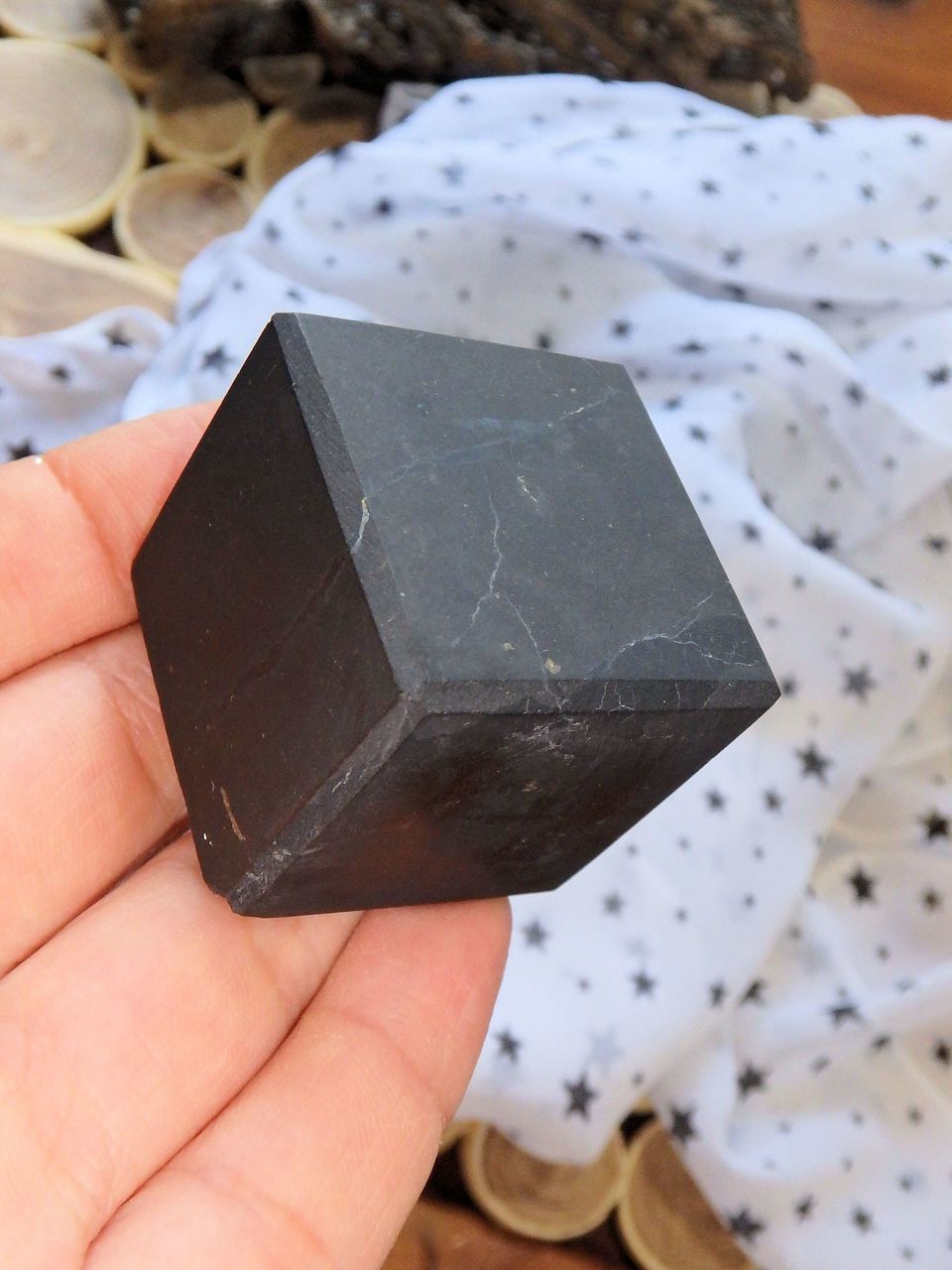 EMF Protective Unpolished Shungite Cube Carving REDUCED - Earth Family Crystals