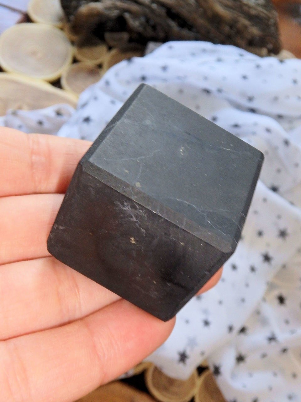 EMF Protective Unpolished Shungite Cube Carving REDUCED - Earth Family Crystals