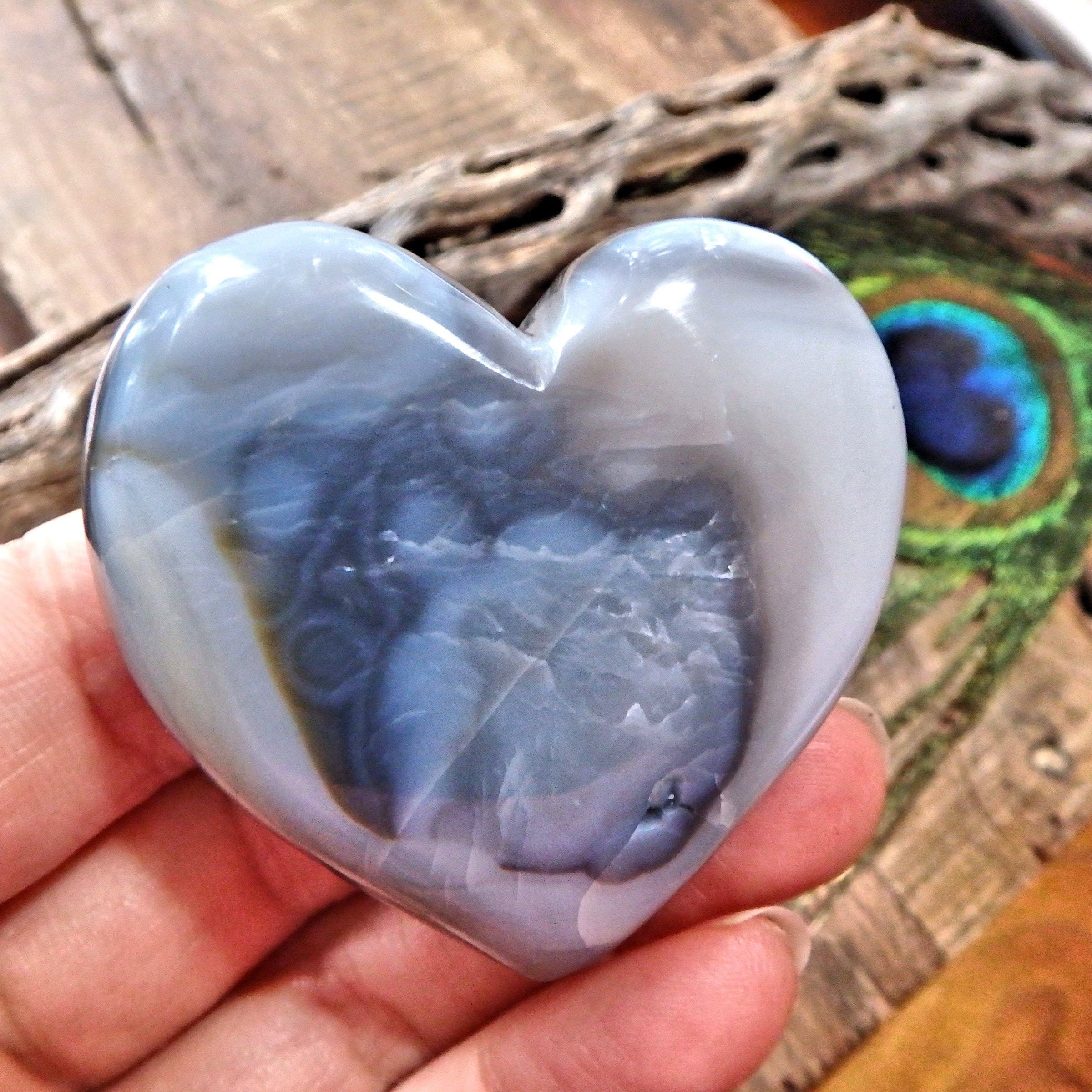 Brilliant Druzy Sparkle Silver Aura Quartz & Agate Geode Heart Carving - Earth Family Crystals