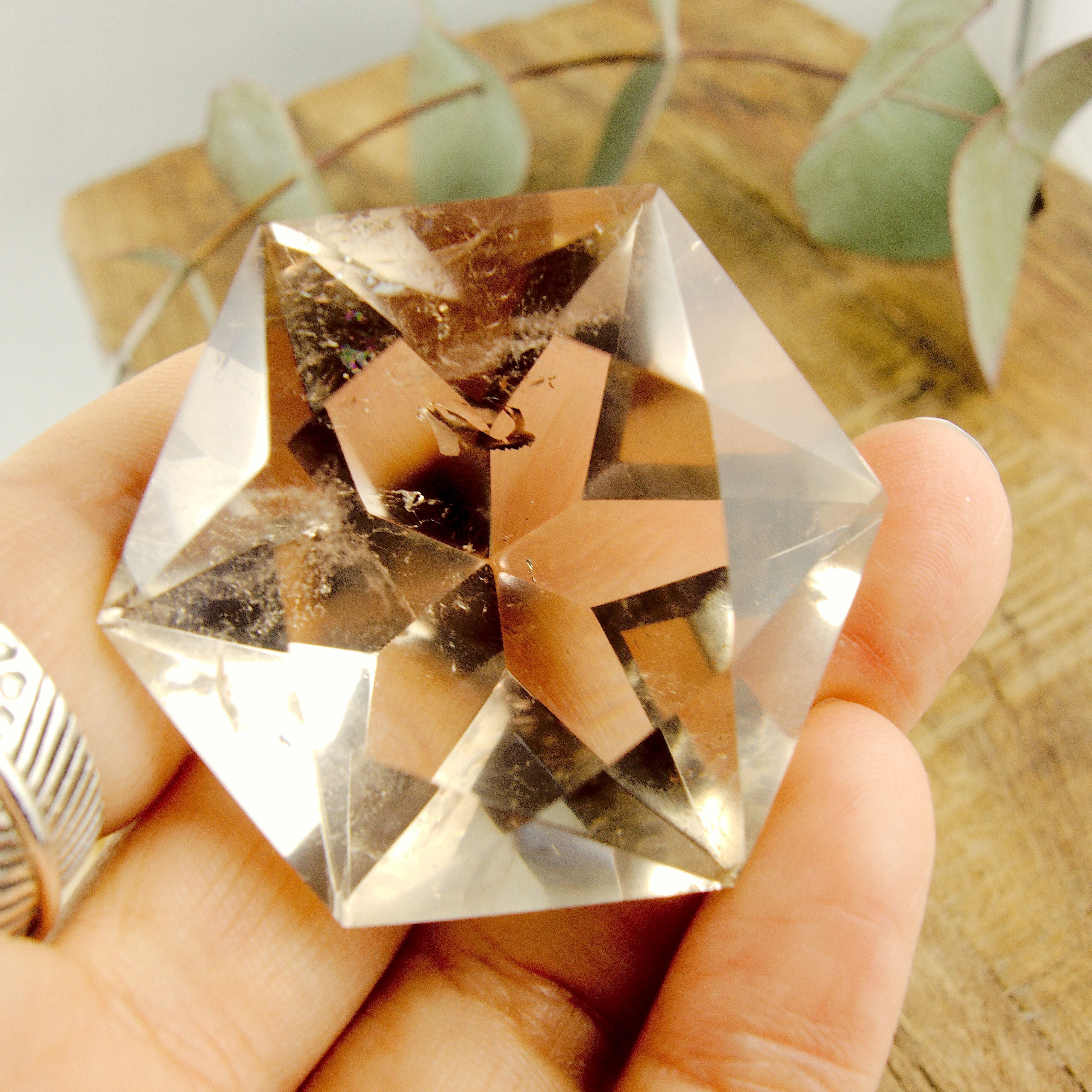 Optical Smoky Quartz Faceted Diamond Cut Specimen
