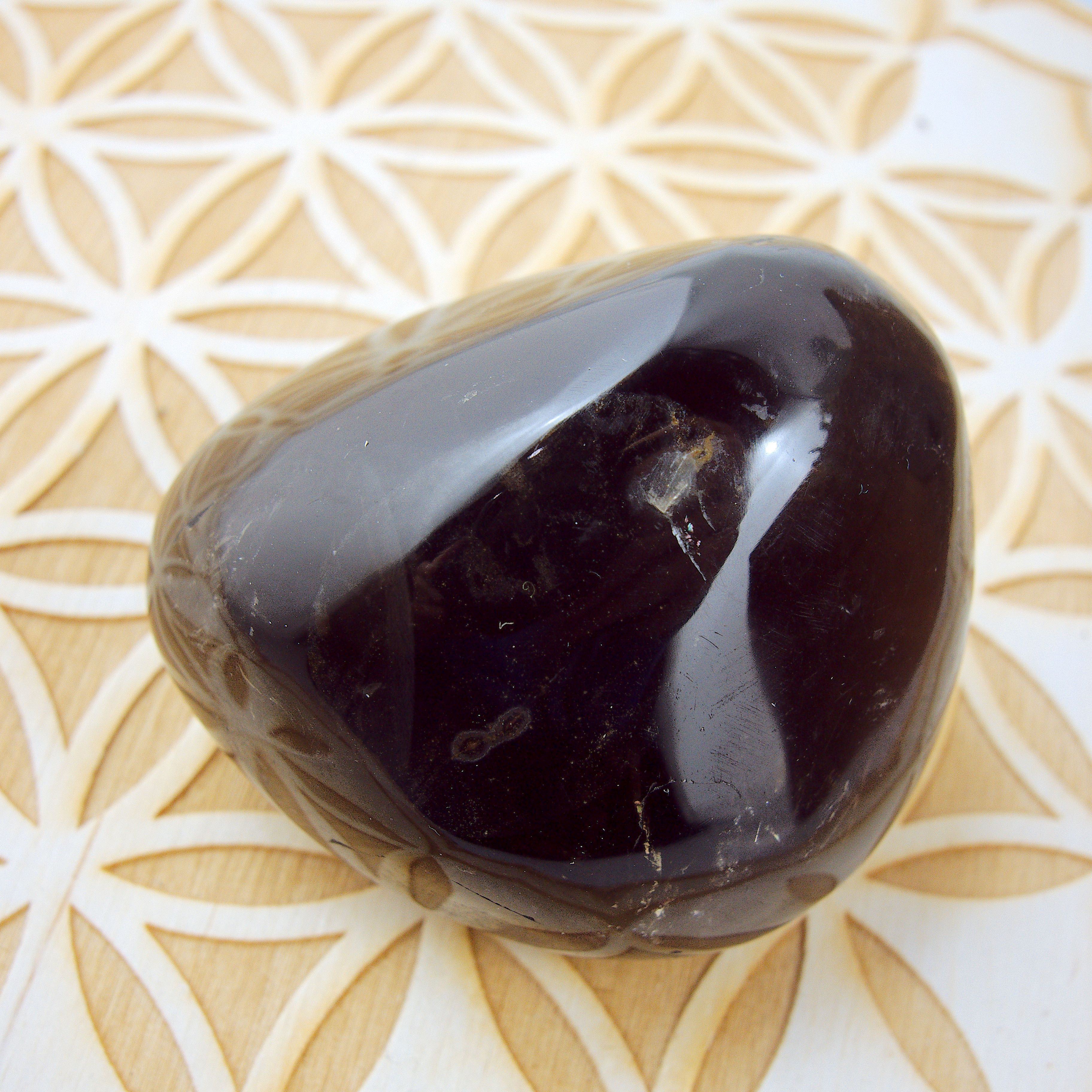 Deep Chocolate Brown Shiny Smoky Quartz Palm Stone1 - Earth Family Crystals