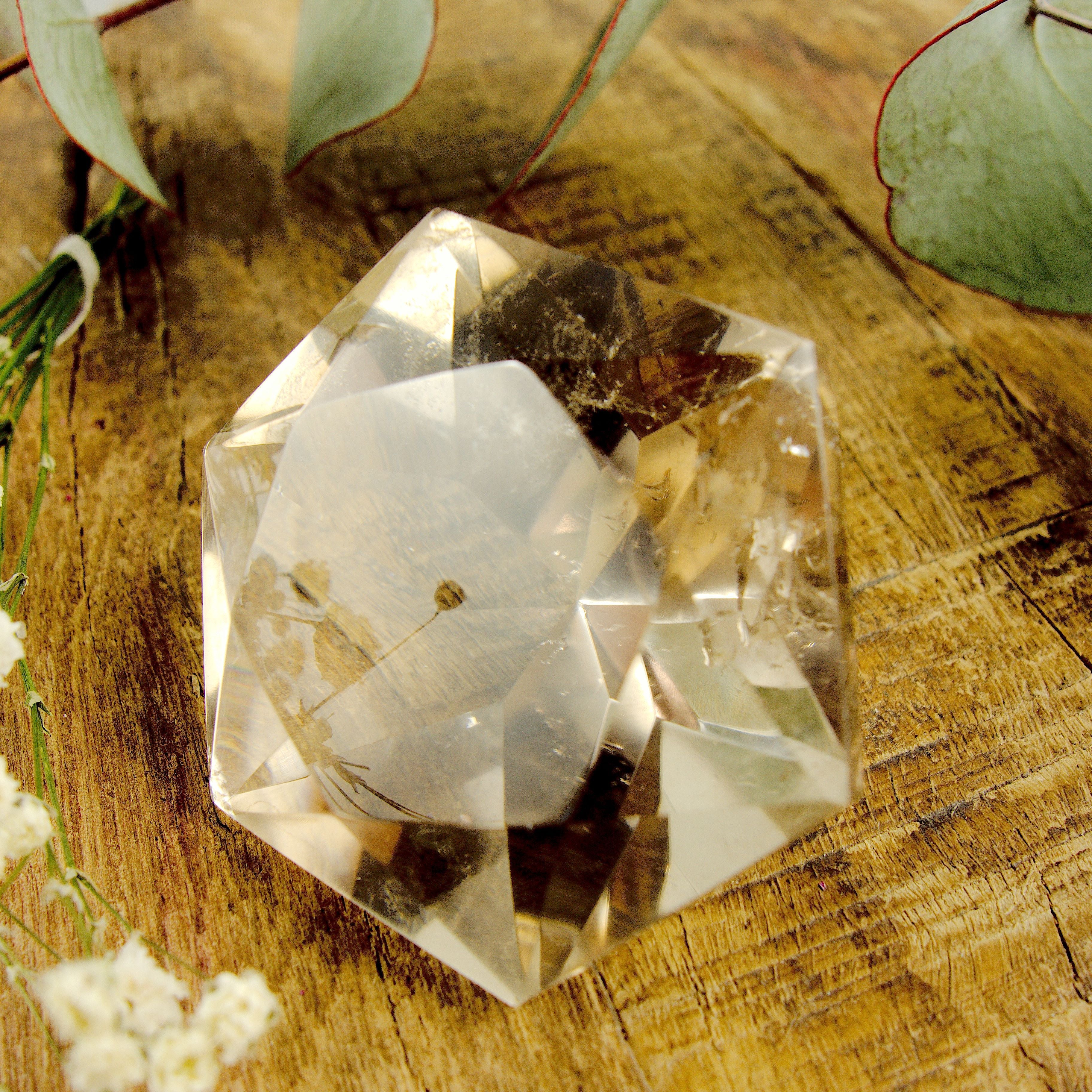 Optical Smoky Quartz Faceted Diamond Cut Specimen