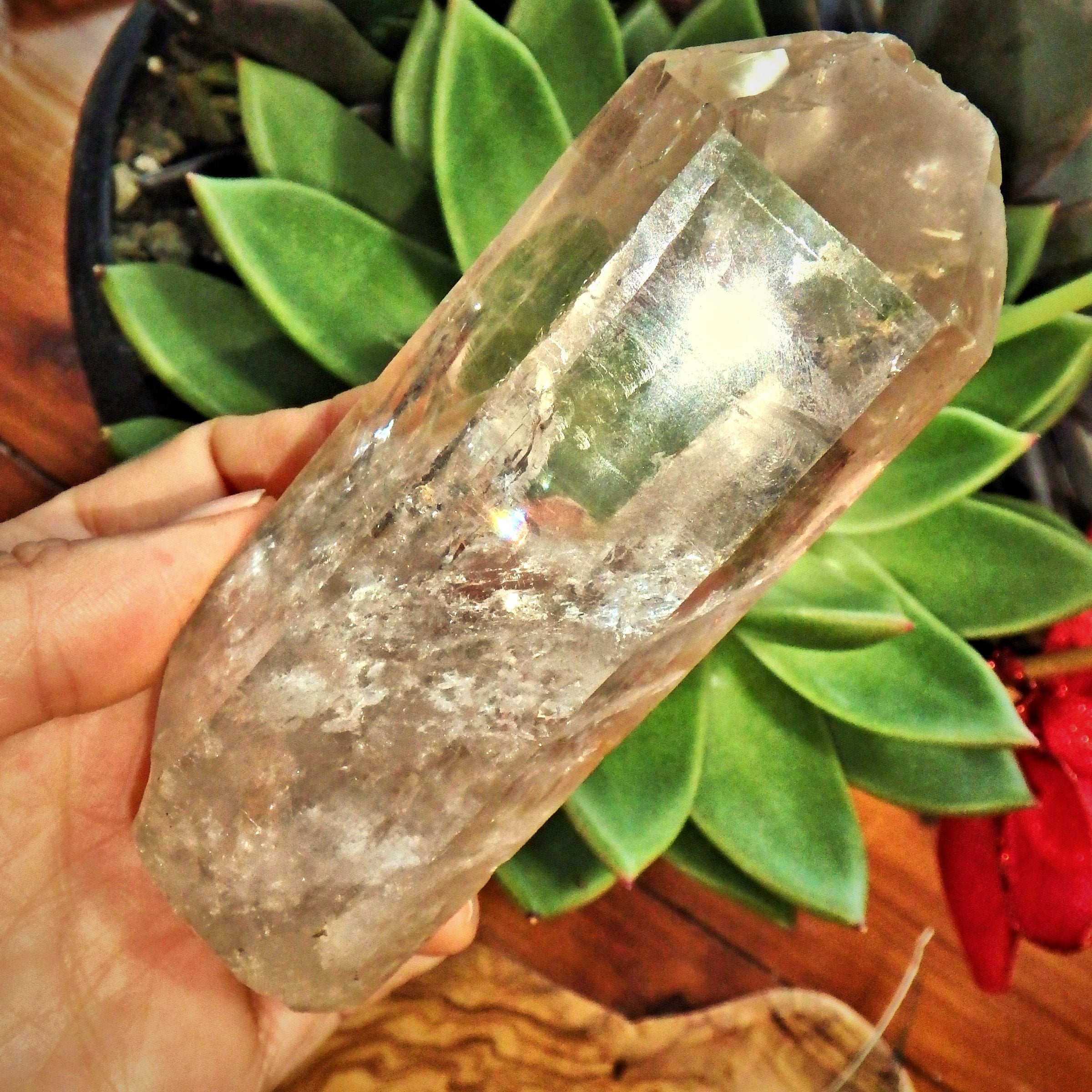 Fantastic Rainbows Optical Smoky Quartz Large Point From Brazil - Earth Family Crystals