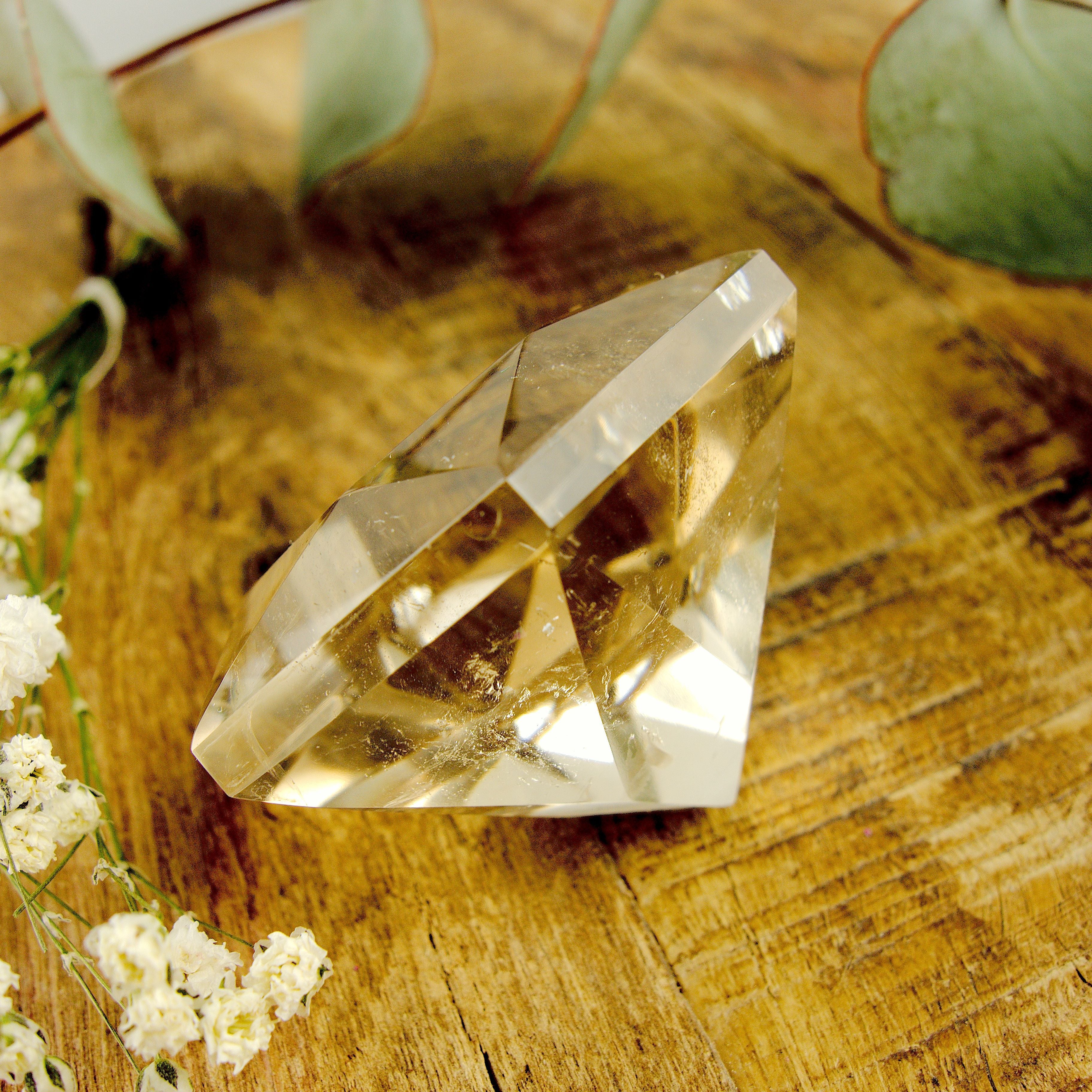 Optical Smoky Quartz Faceted Diamond Cut Specimen